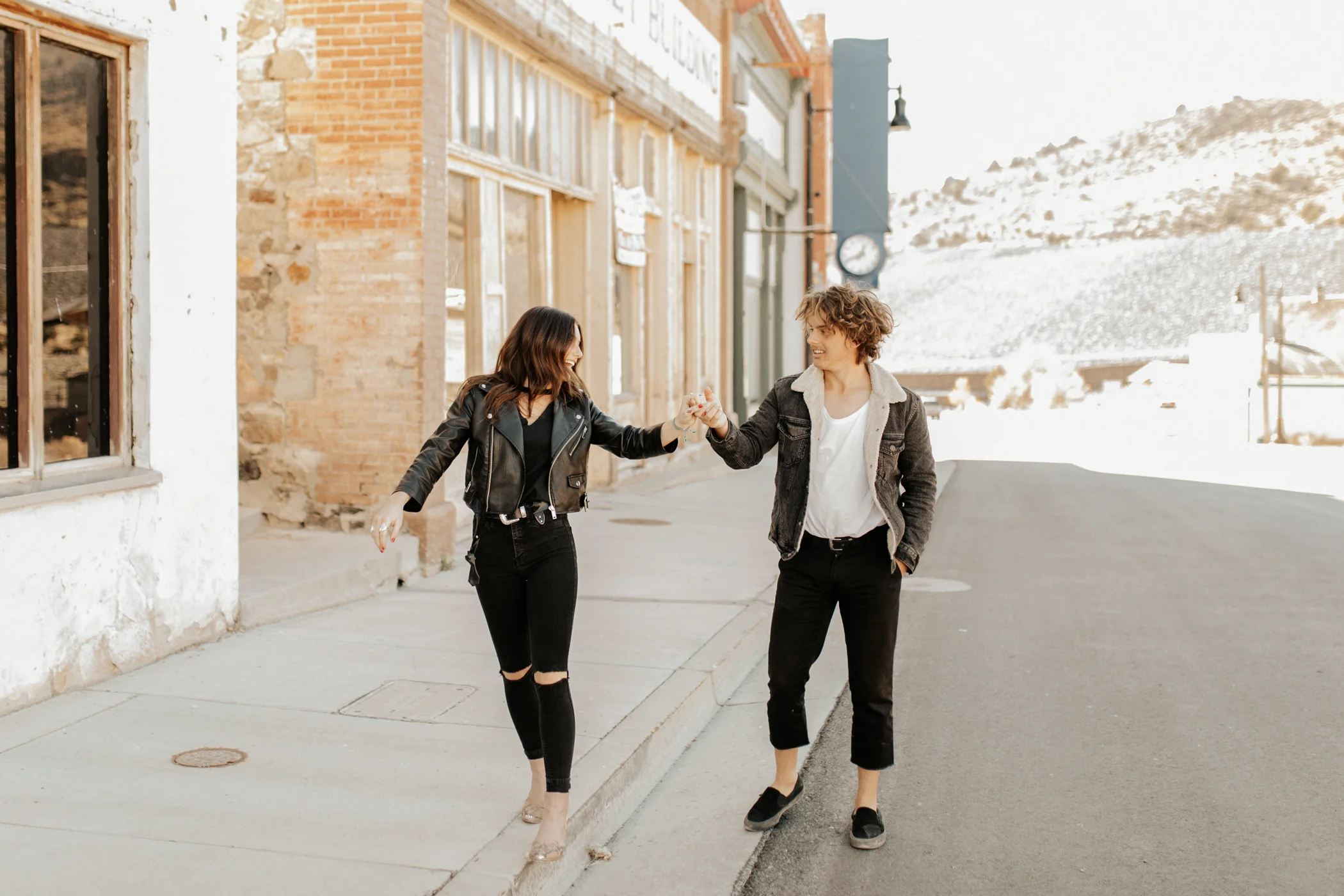desert ghost town engagement photos