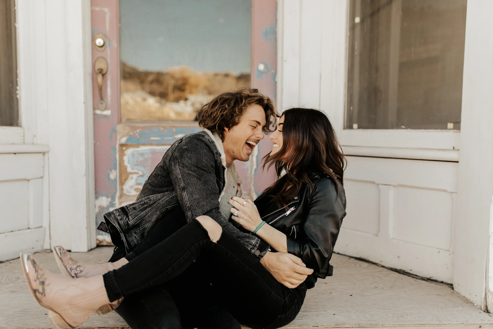 desert ghost town engagement photos