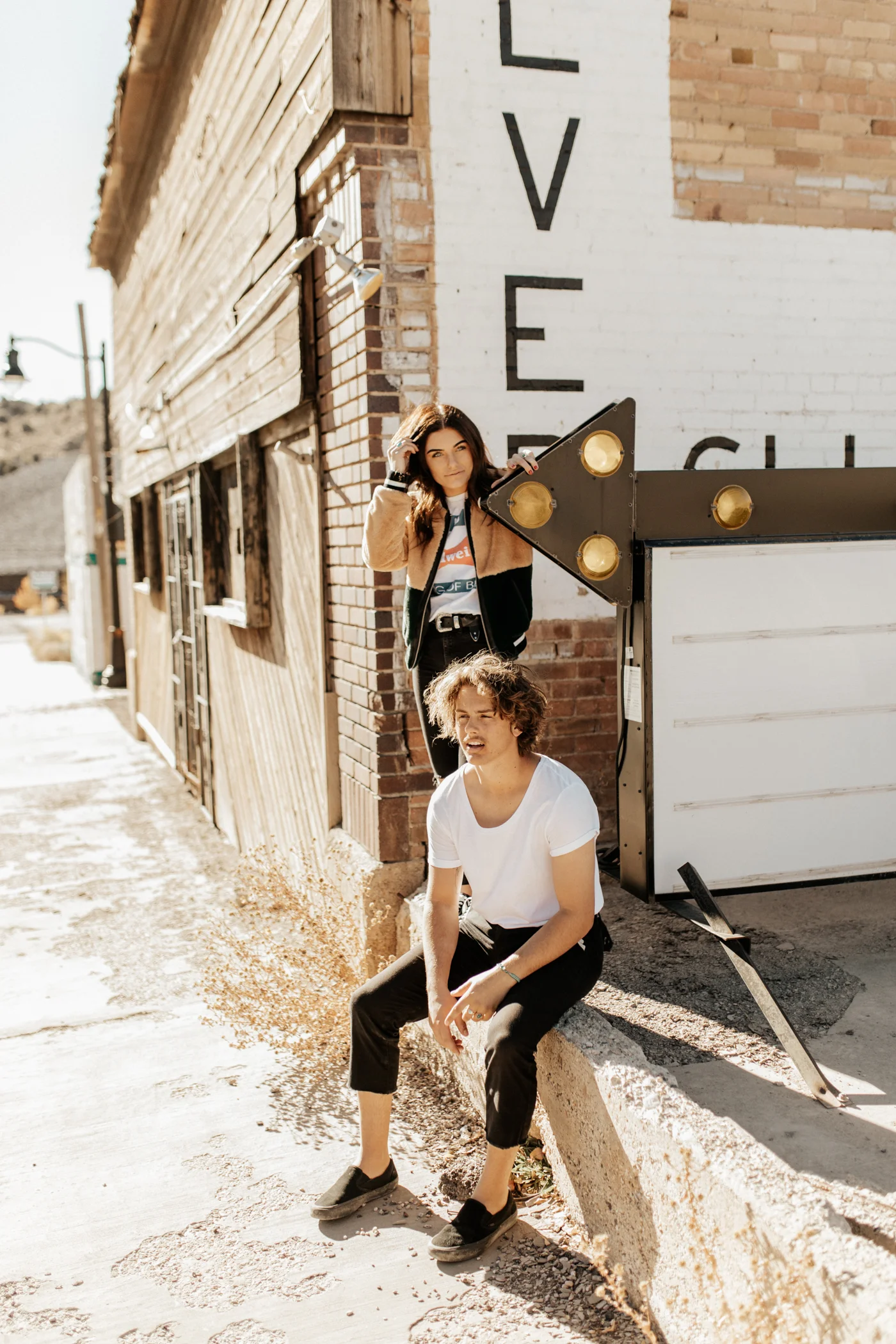 Desert ghost town engagement photos
