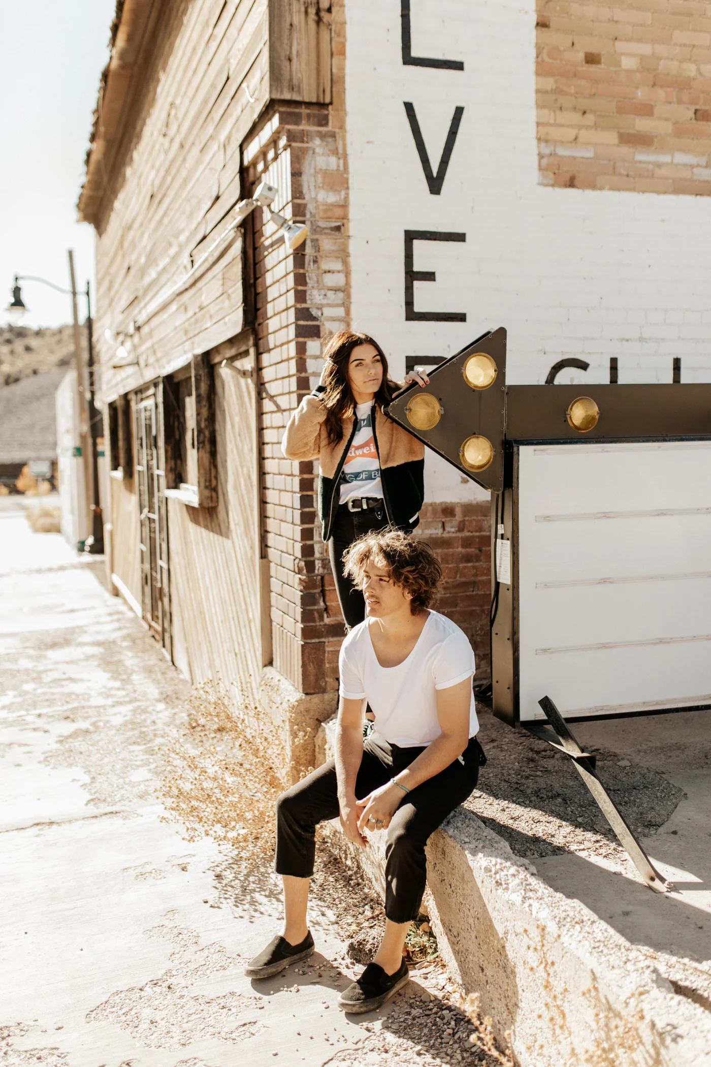 Desert ghost town engagement photos