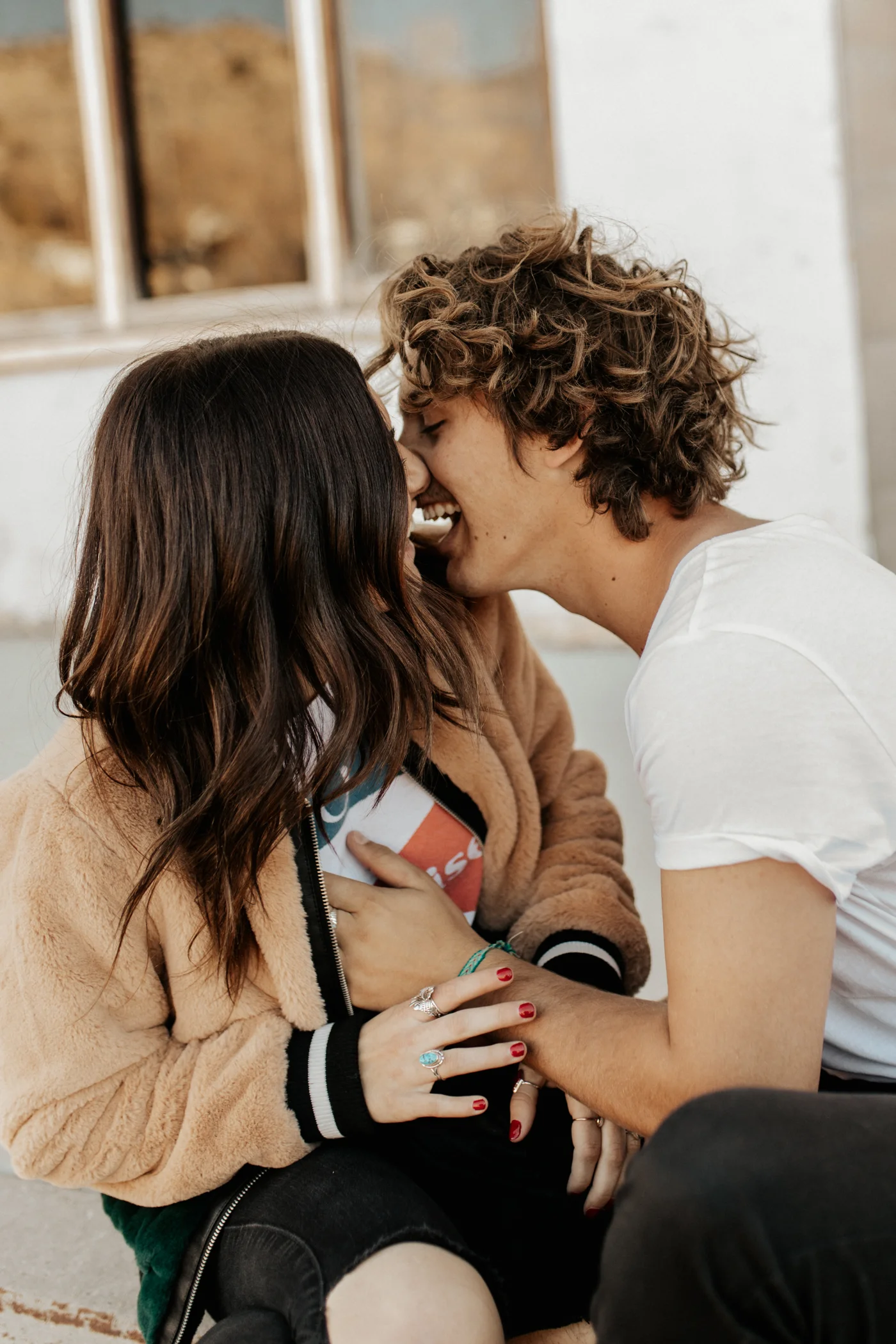 Desert ghost town engagement photos
