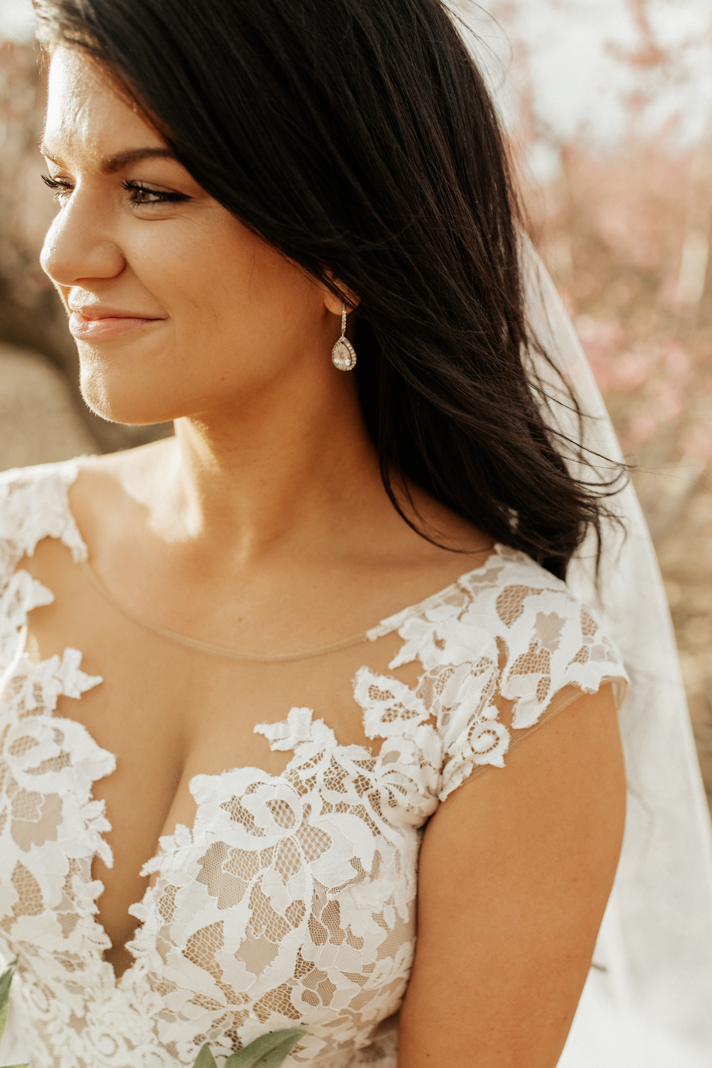 spring blossomed orchard wedding photos