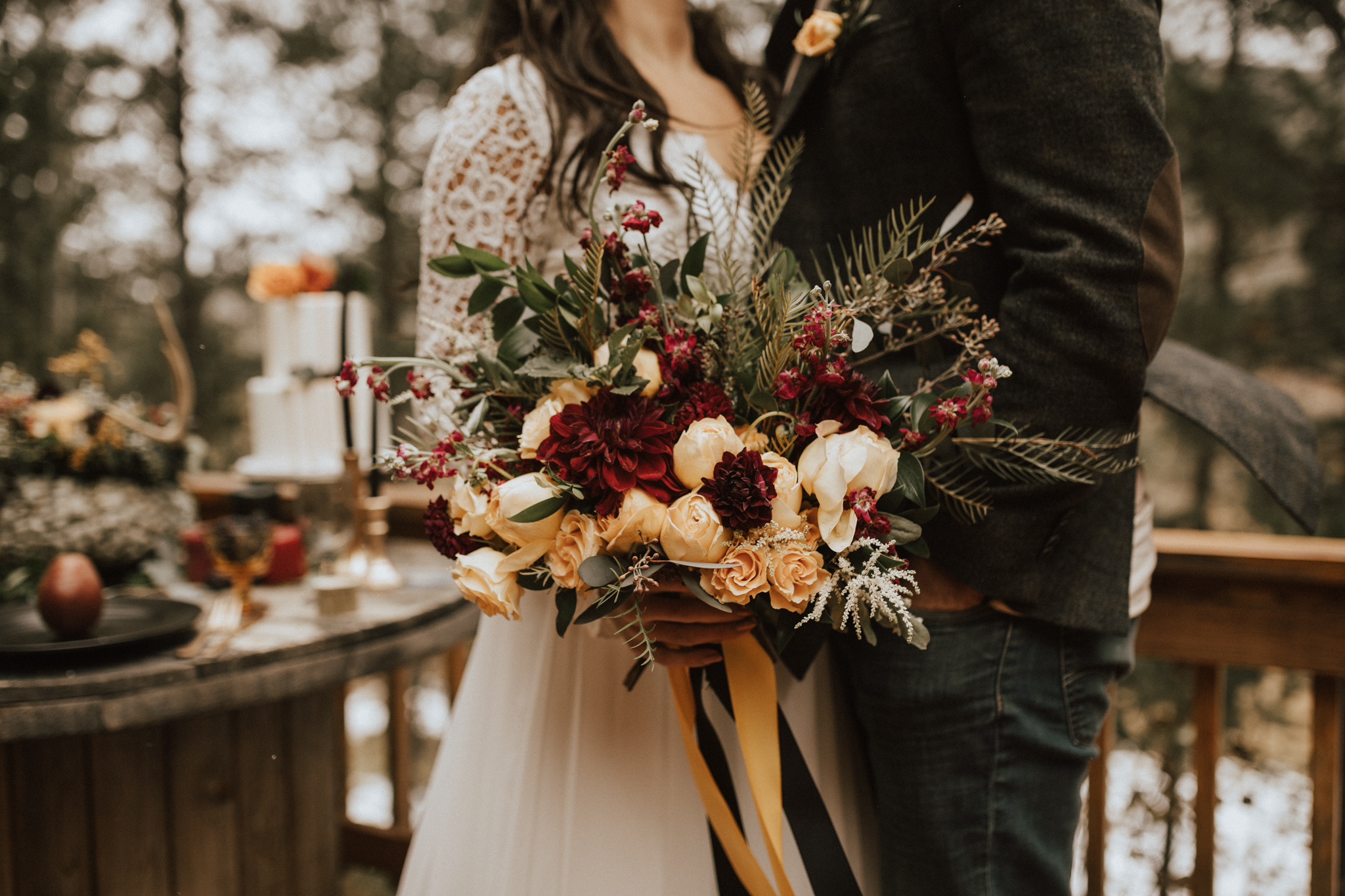 fall cabin mountain elopement wedding