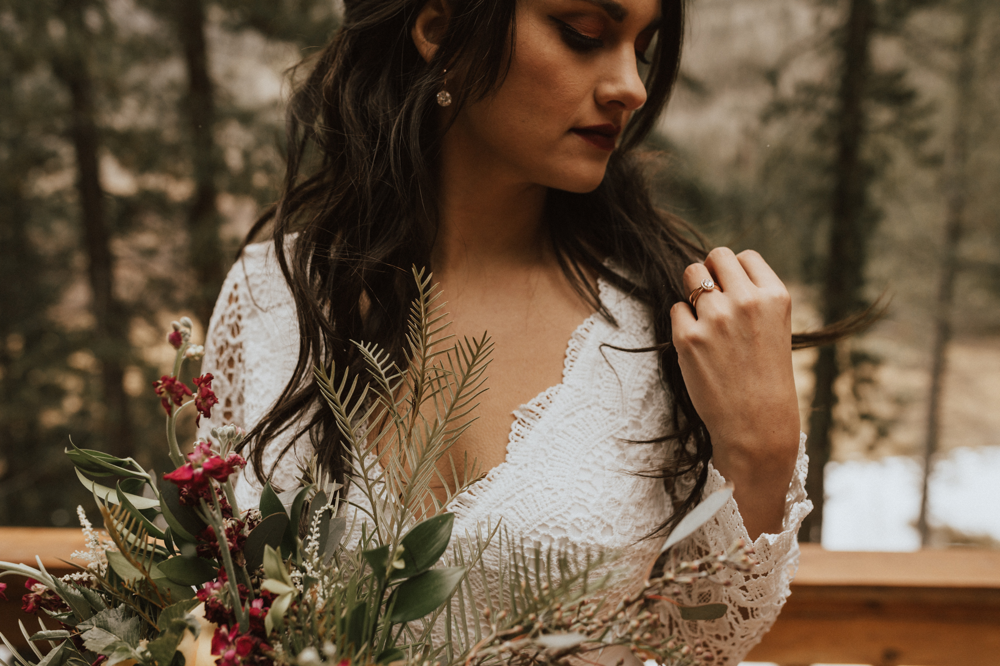 fall mountain cabin elopement wedding