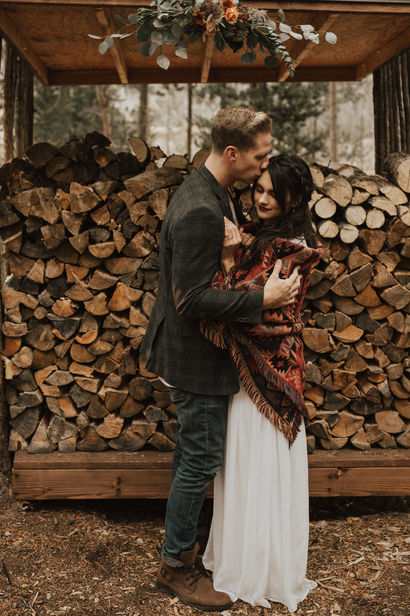 fall mountain cabin elopement wedding