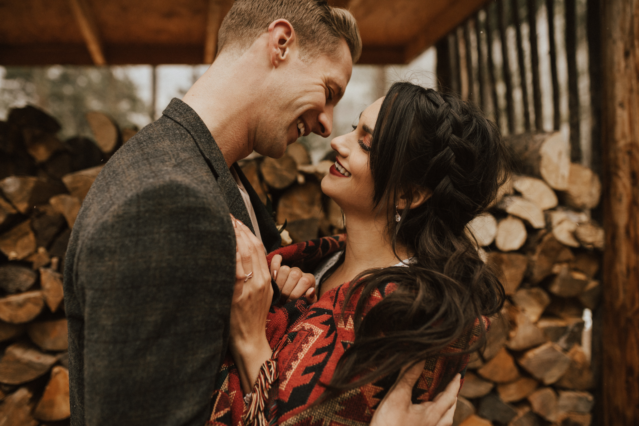 fall mountain cabin elopement wedding