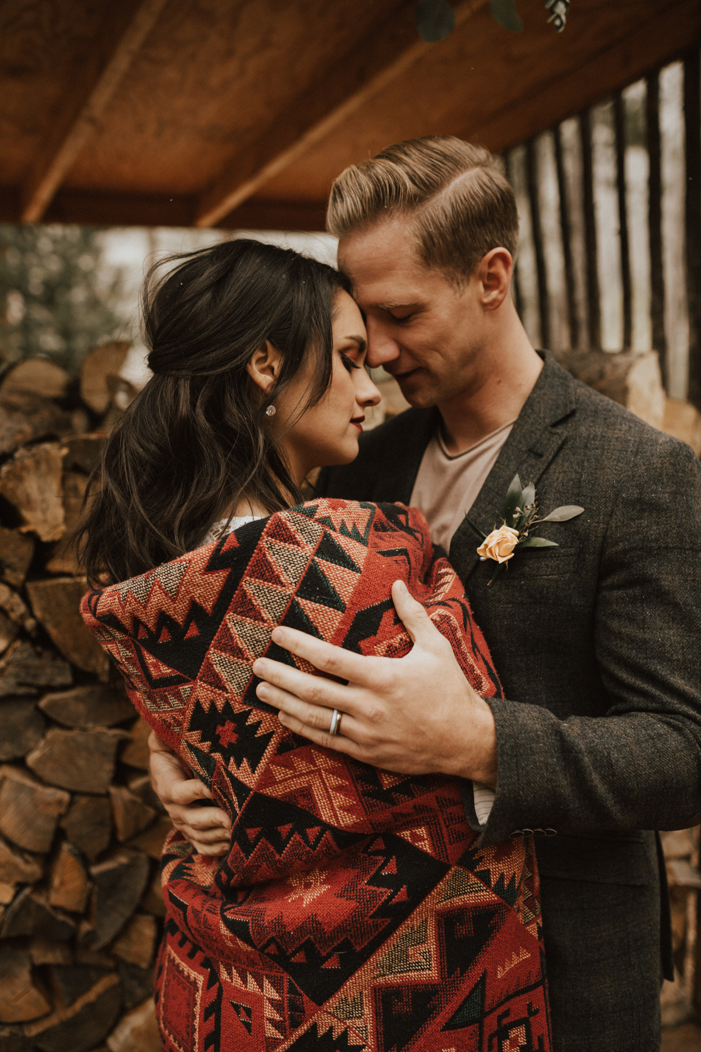 fall mountain cabin elopement wedding