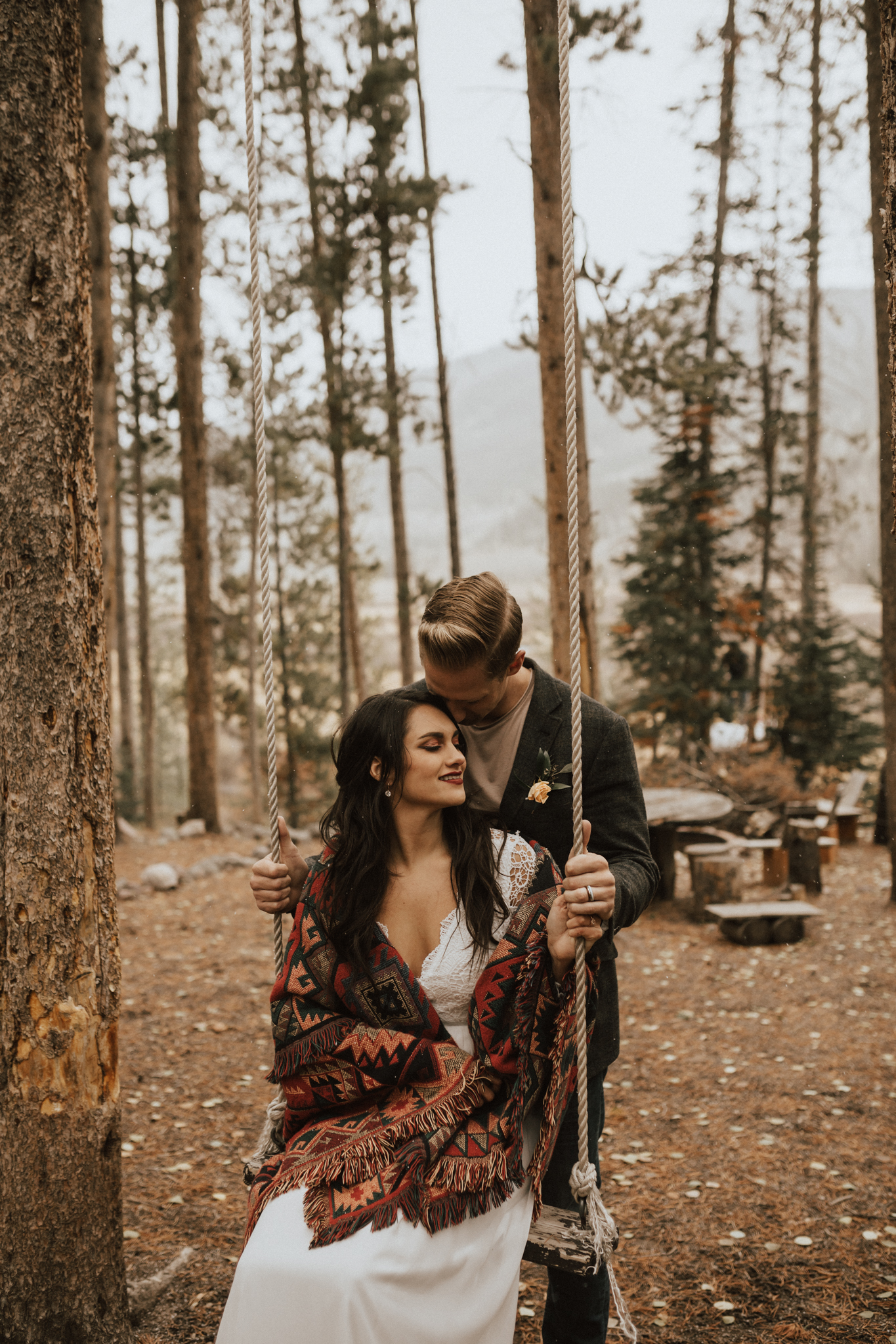 fall mountain cabin elopement wedding