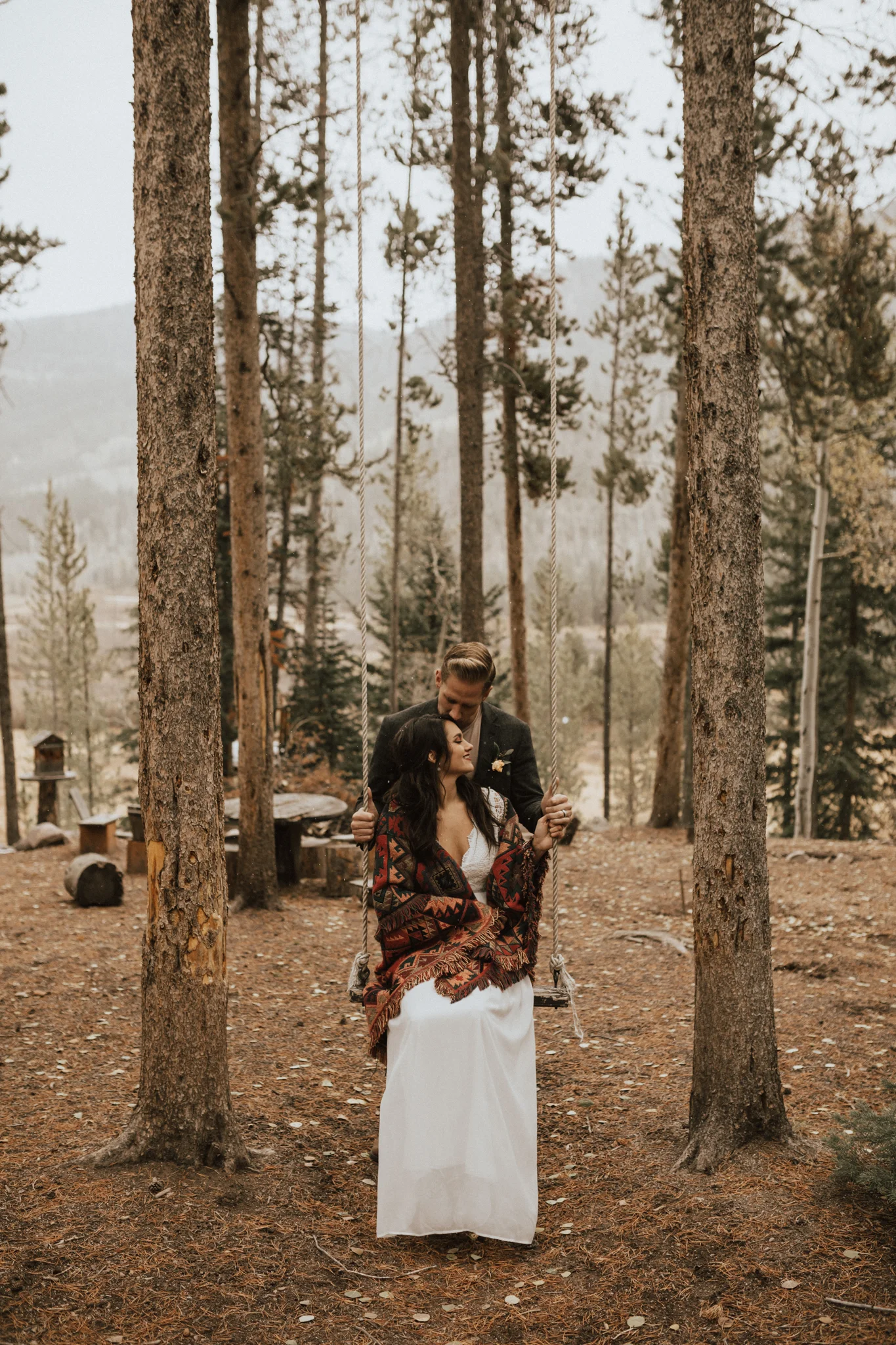 fall mountain cabin elopement wedding