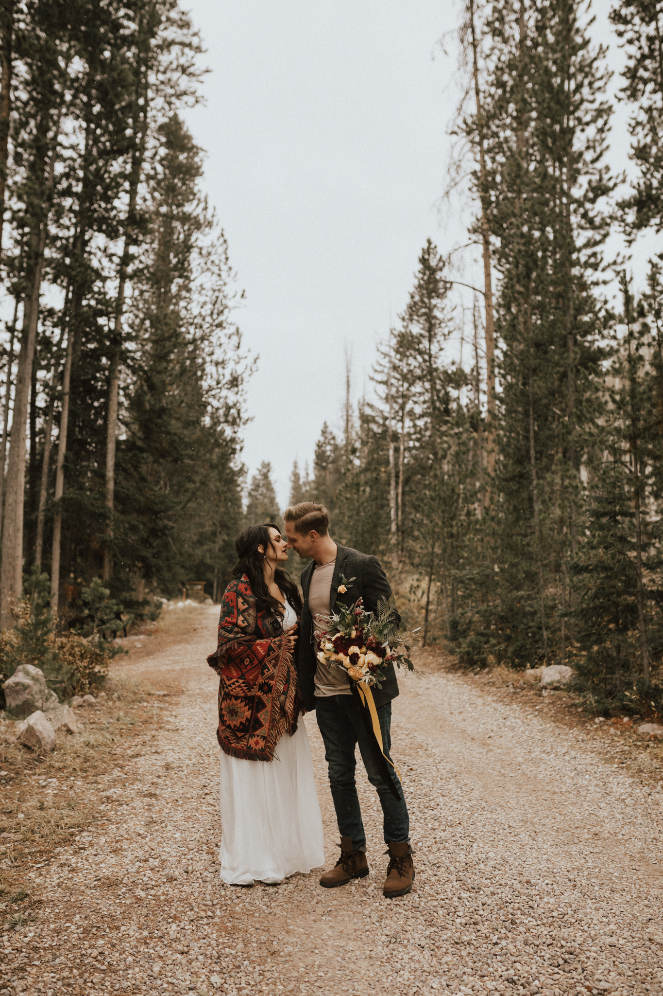 fall mountain cabin elopement wedding