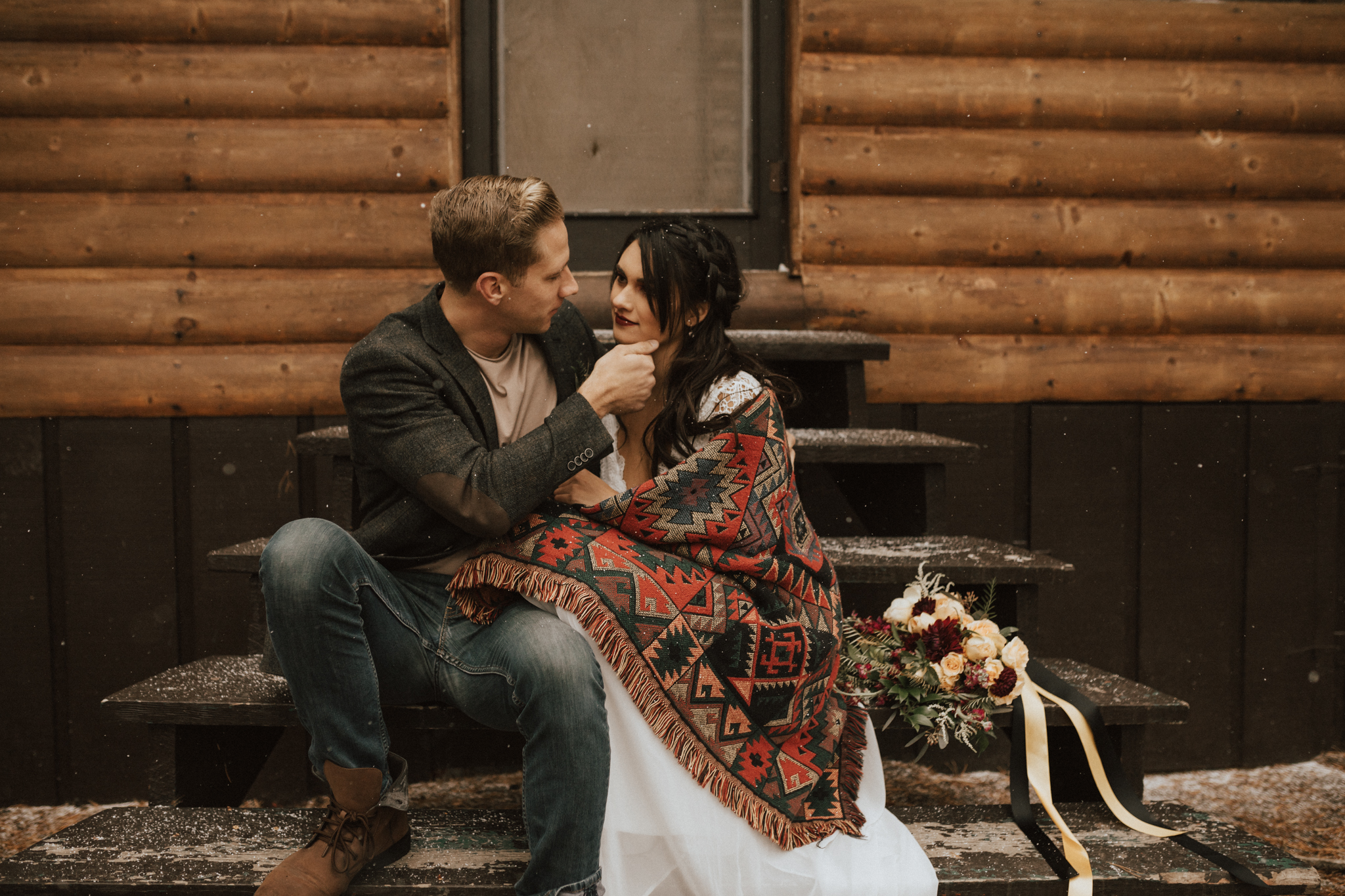 fall mountain cabin elopement wedding