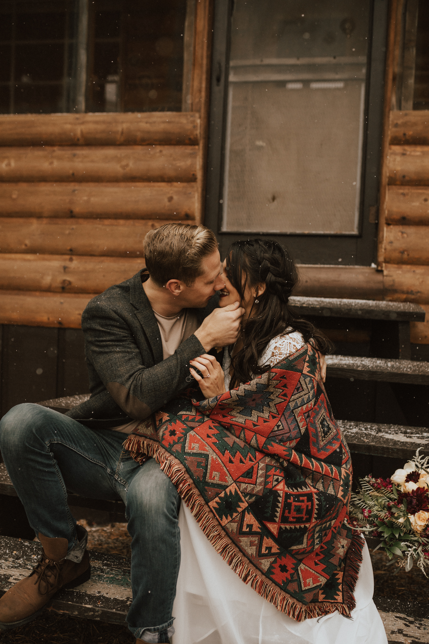 fall mountain cabin elopement wedding