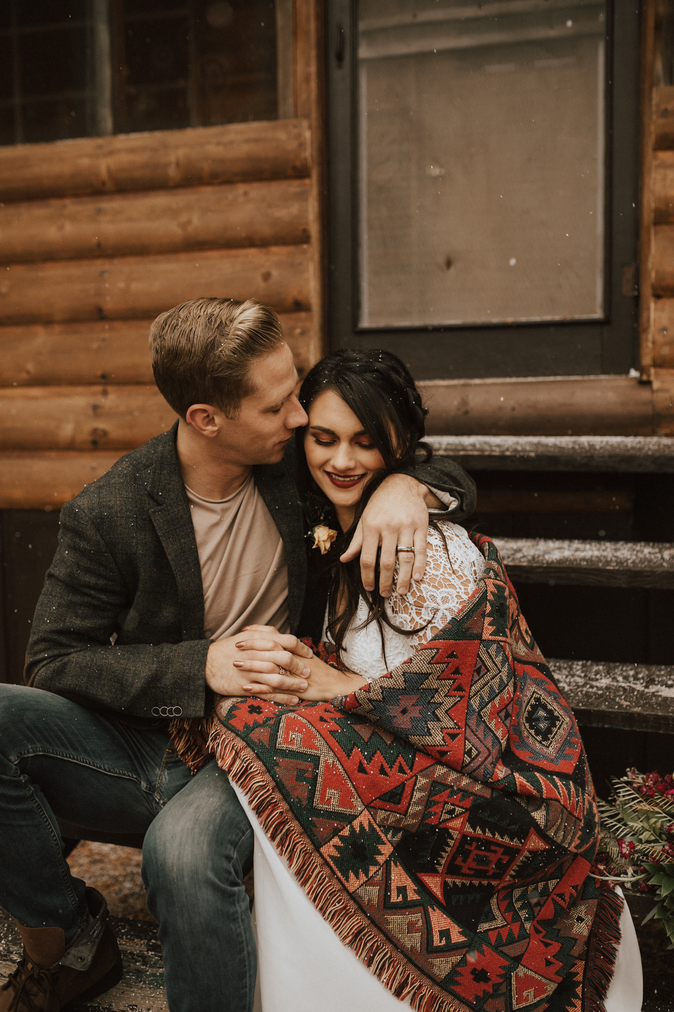 fall mountain cabin elopement wedding