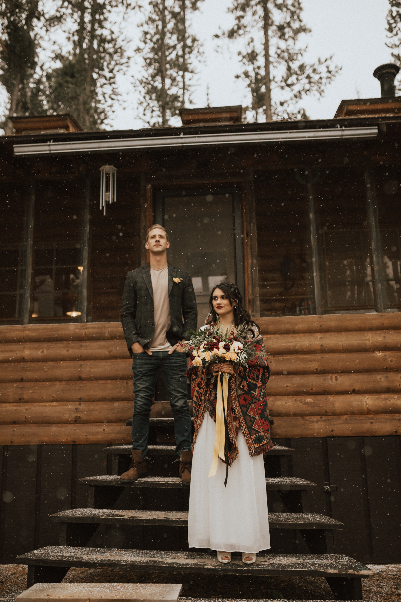 fall mountain cabin elopement wedding