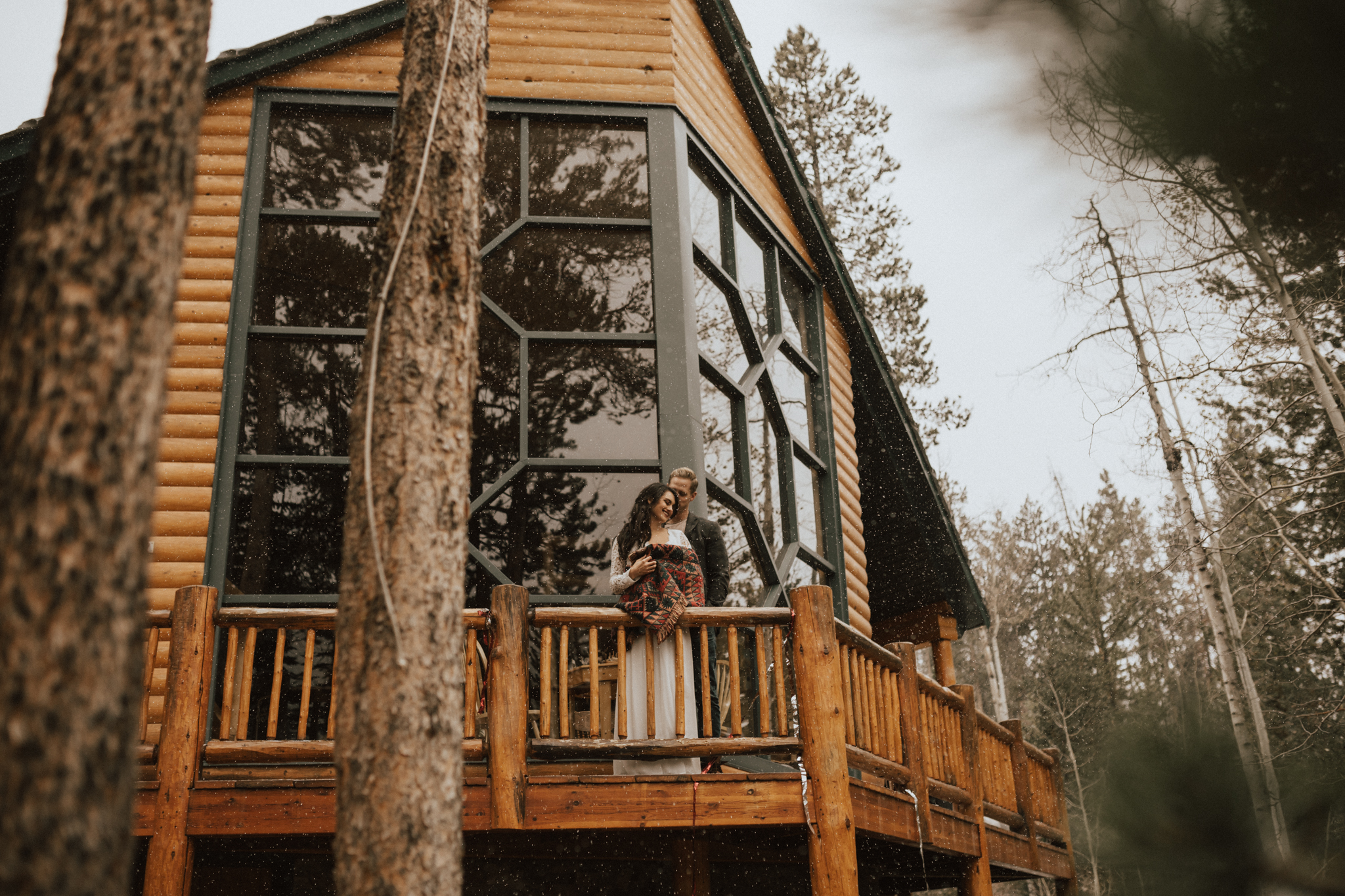fall mountain cabin elopement wedding