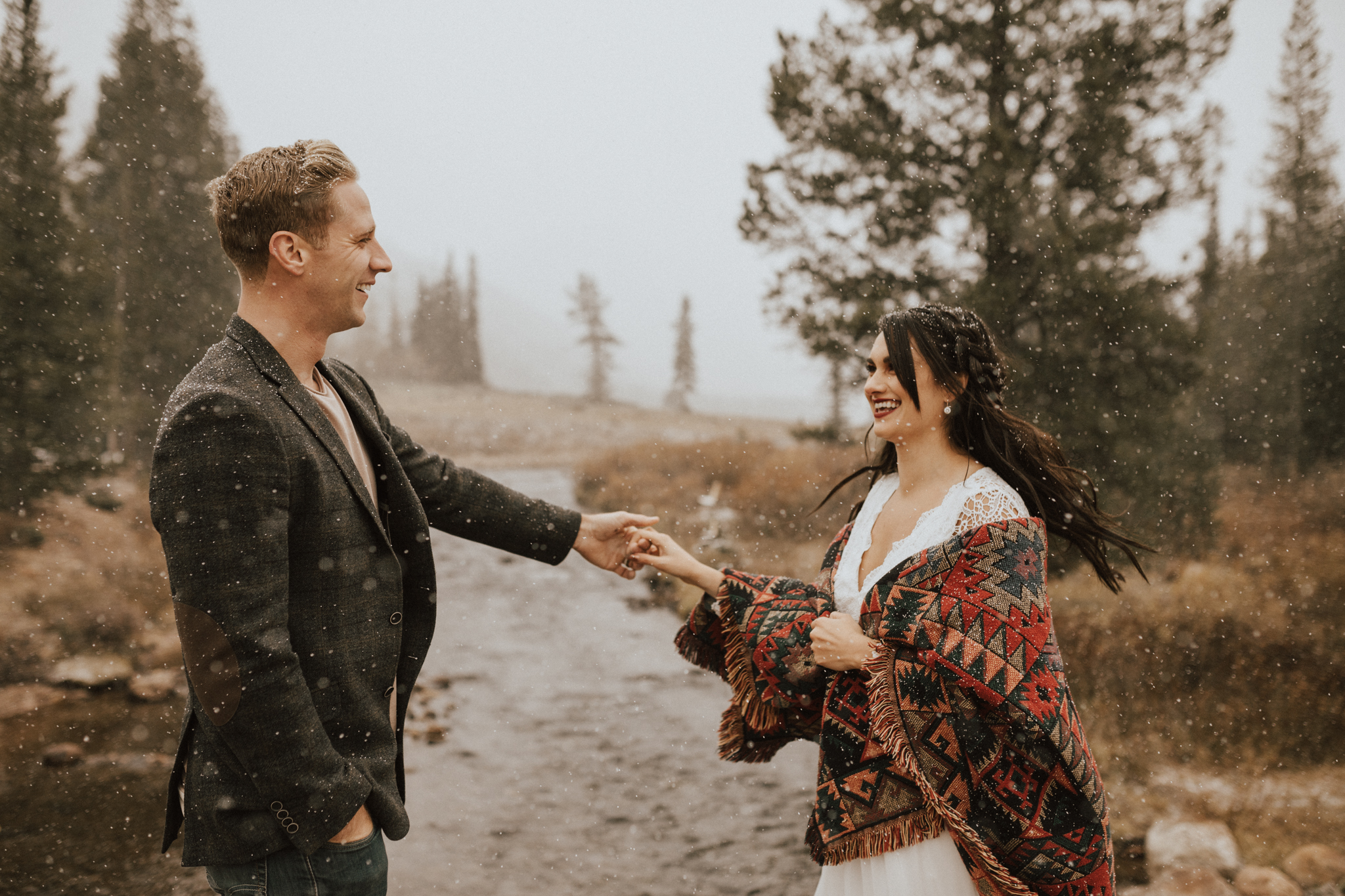 fall mountain cabin elopement wedding
