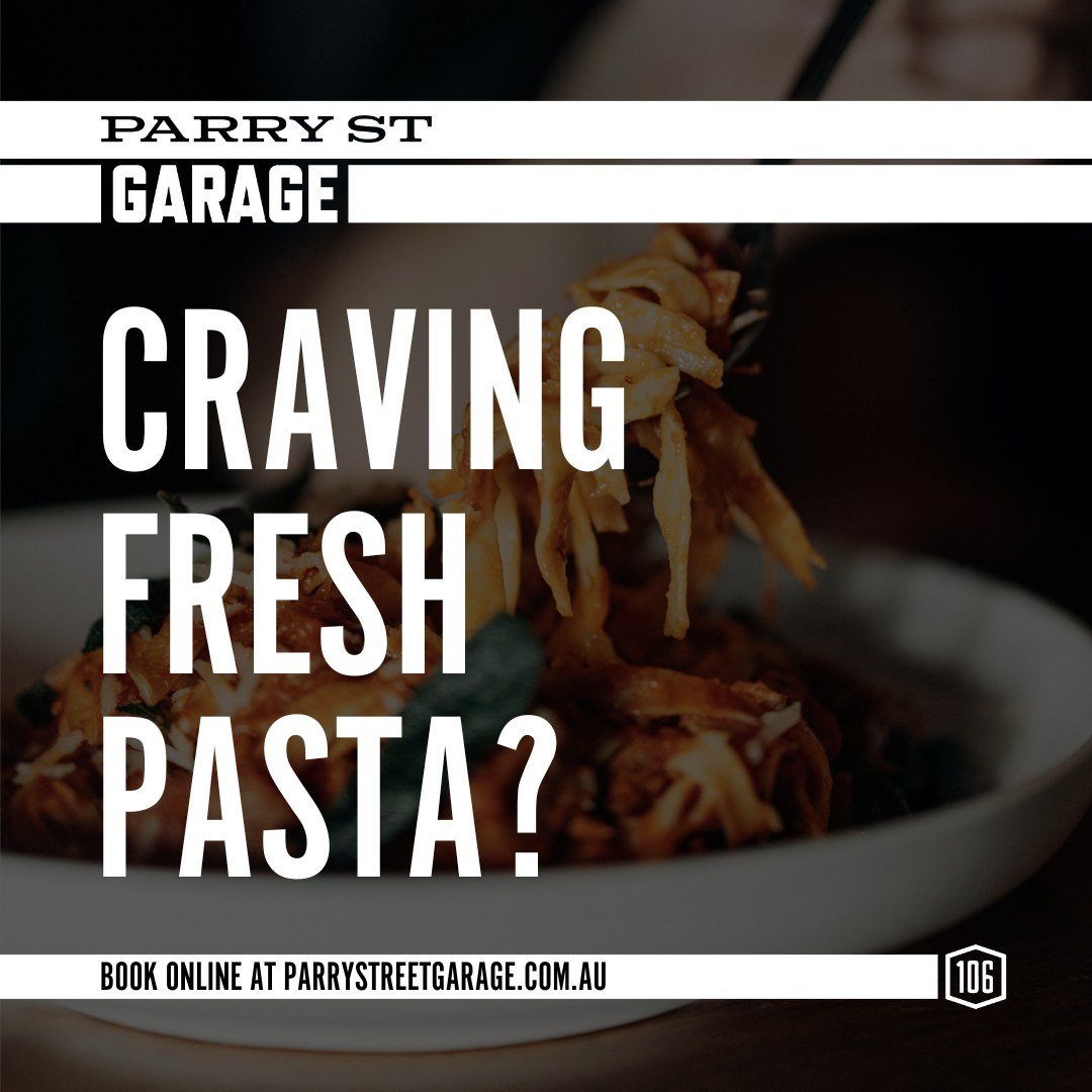 Craving a taste of Italy? Look no further than our delicious pasta, hand made in-house. Where every bite leaves you wanting more! Book your table online 🍝 #parrystgarage
