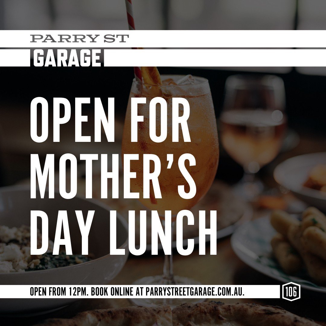 You read that right! Parry St Garage will be opening early on Mother&rsquo;s Day so you can treat your mum to an Italian feast 🫶

Bookings are available from 12pm, so visit our website and make your reservation today 🍾 #parrystgarage