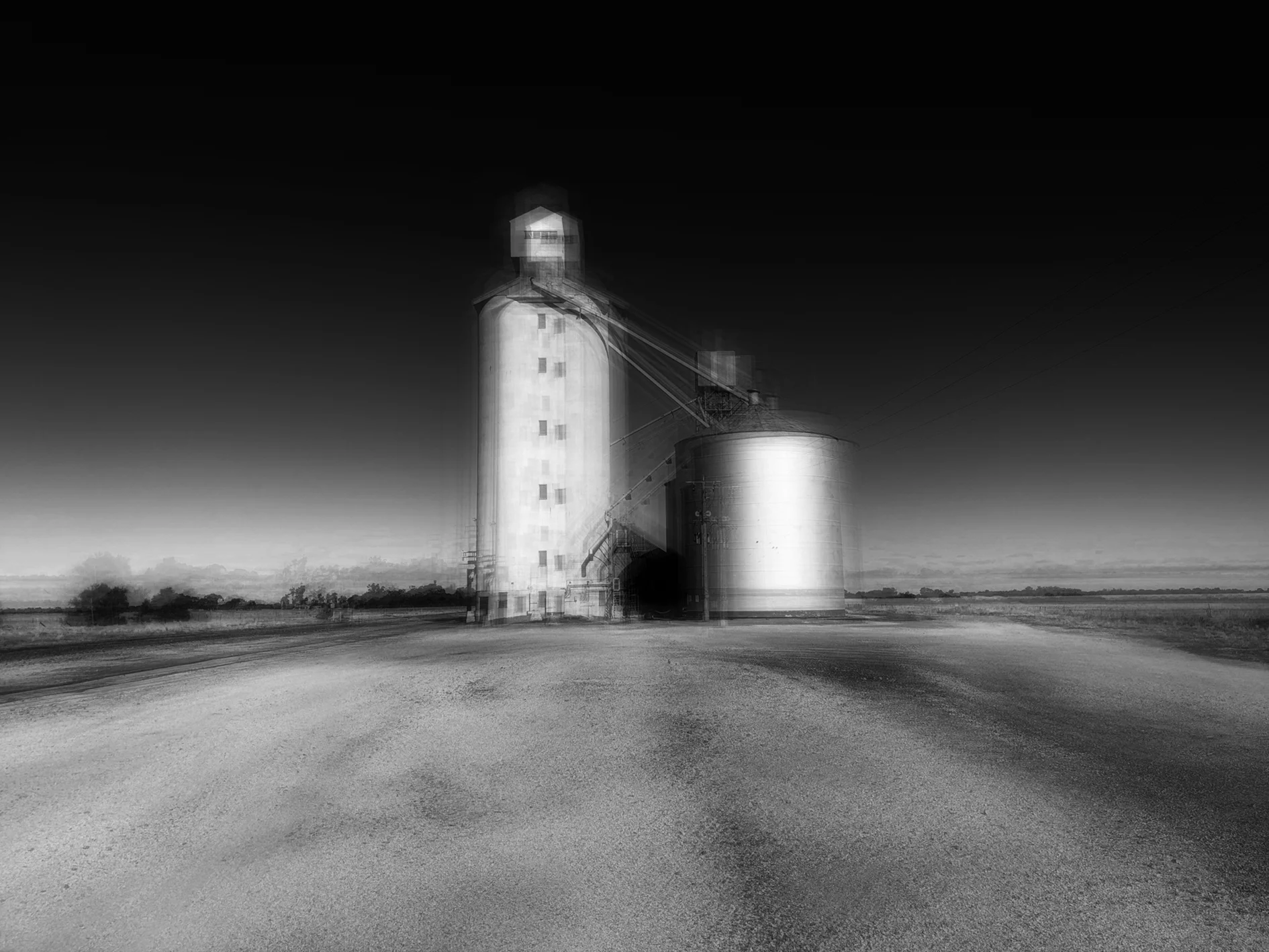 Tandarra Victoria. 29.09.18 Geelong concrete silo, capacity 3000 tonnes with two steel annexes, capacity 3800 tonnes. Archival Pigment Print on Ilford Galerie Prestige 310gsm. 1500x1000mm Edition of 5 + 2 AP.