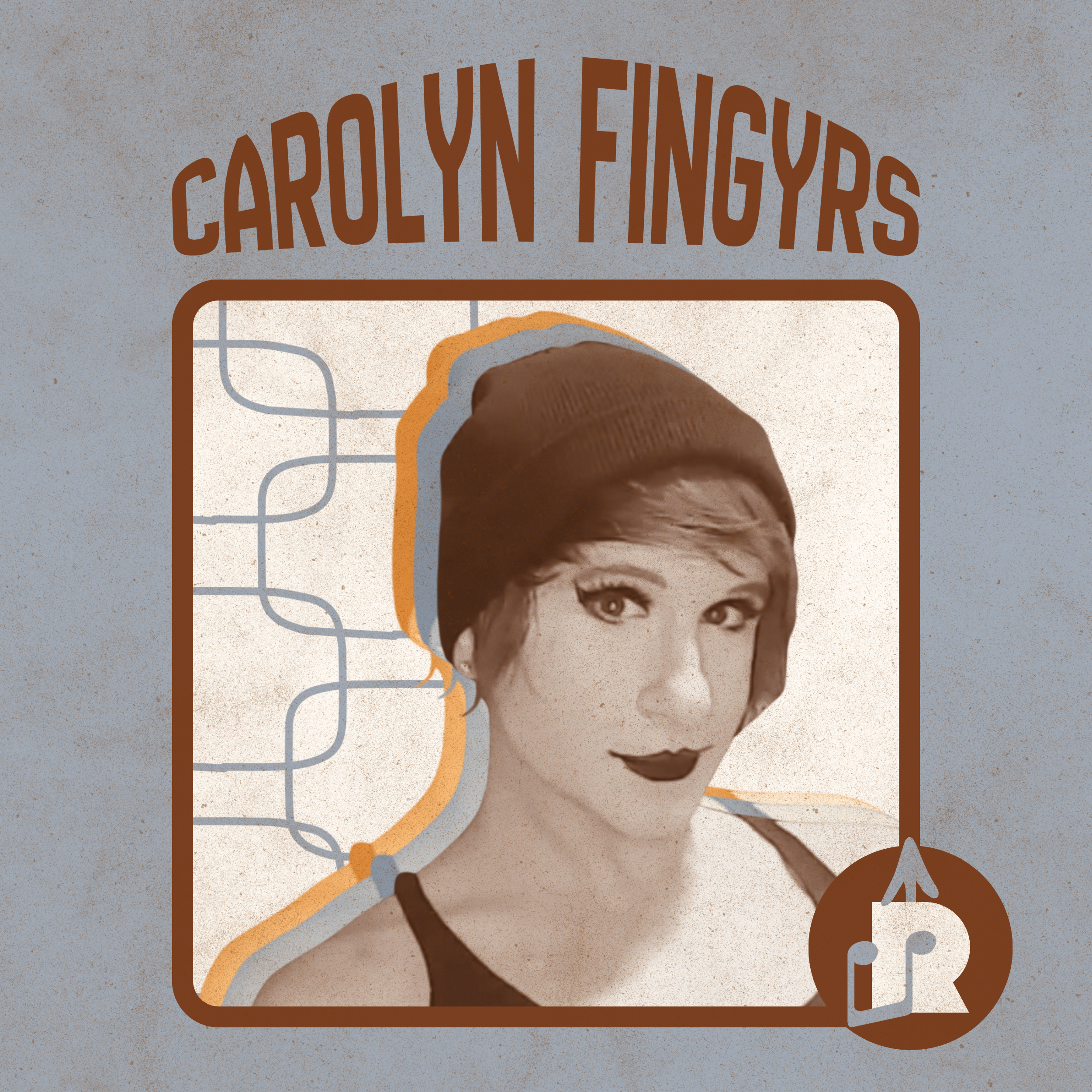 Album cover featuring a woman wearing a beanie with short hair and dark lipstick, surrounded by a stylized graphic design with the text 'Carolyn Fingyrs' at the top.