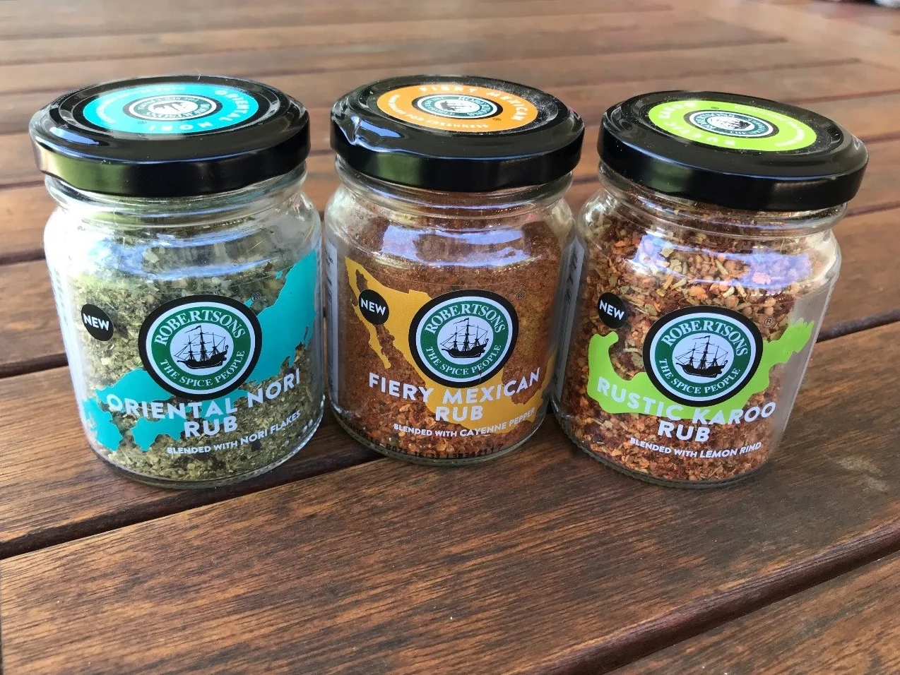 Robertson’s spices in Oriental Nori, Fiery Mexican and Rustic Karoo