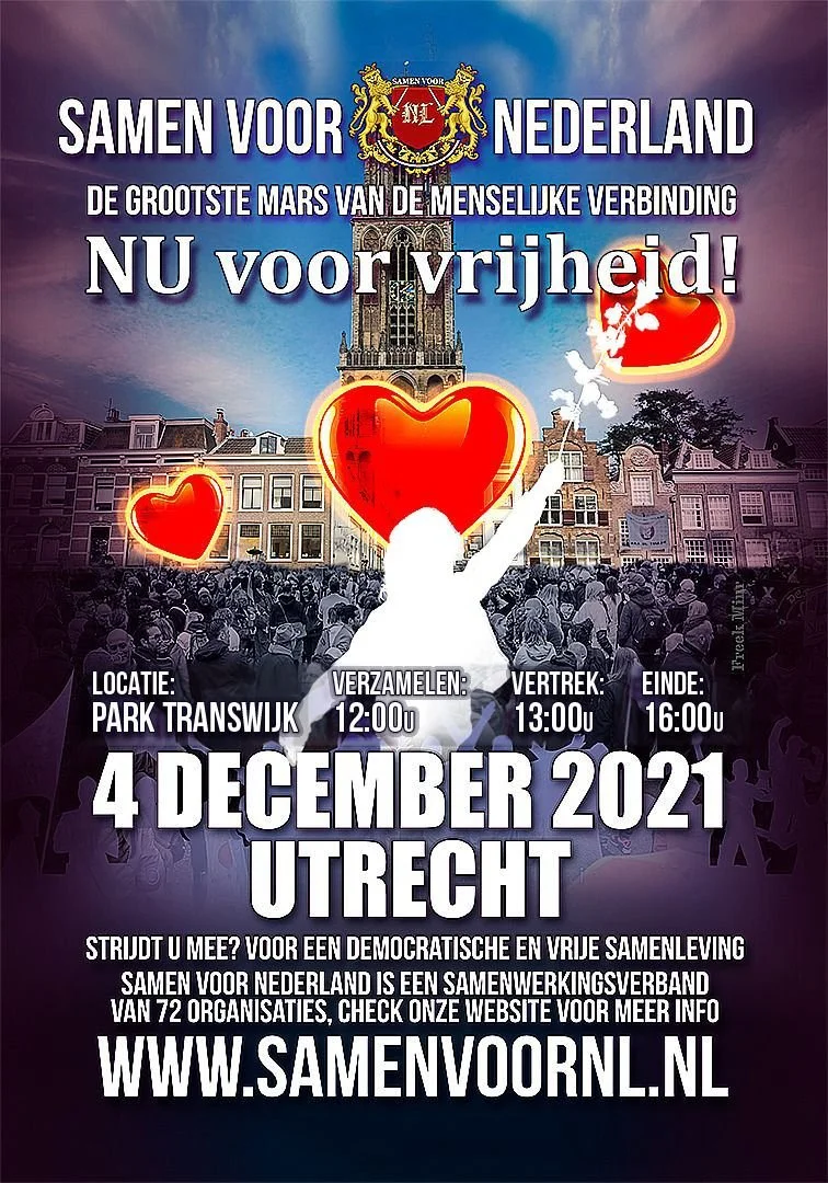 'We hangen al onze kappies aan het torentje' - Demonstratie Utrecht Samen voor NL, 4 december 2021