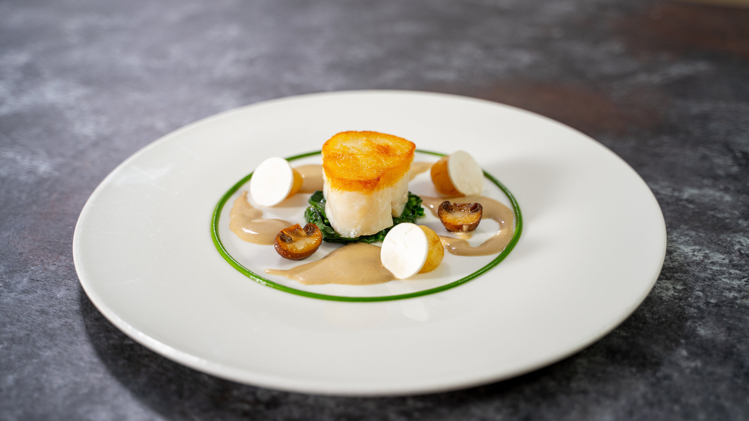 Cod, spinach, mushroom