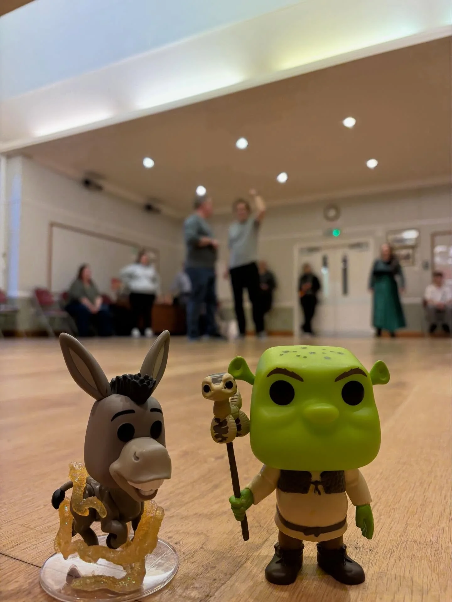 Oh wow - what a Sunday! Another long day getting some big scenes ready for you all. Have you go your tickets yet? Link is in our bio if not 🎉 💚 Shrek and Donkey certainly look smaller in real life&hellip;.
.
.
.
.
#shrek #shrekthemusical #saffronwa