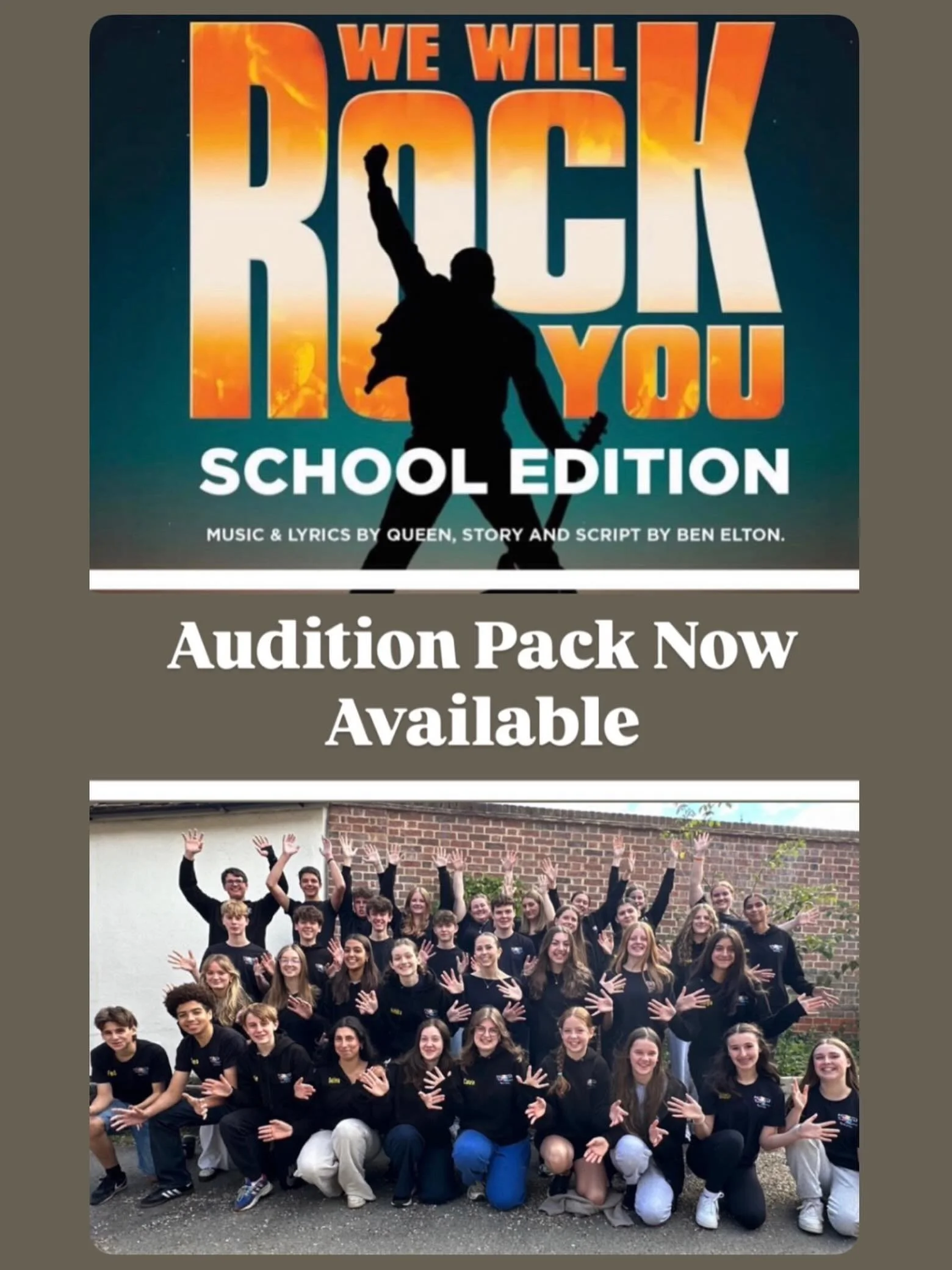 The WWRY audition pack is now live on our website!

Check it out now!  If you have not yet signed up, now&rsquo;s the time!  You just need to be between 11 &amp; 18!

#audition #wewillrockyou #saffronwalden #youththeatre