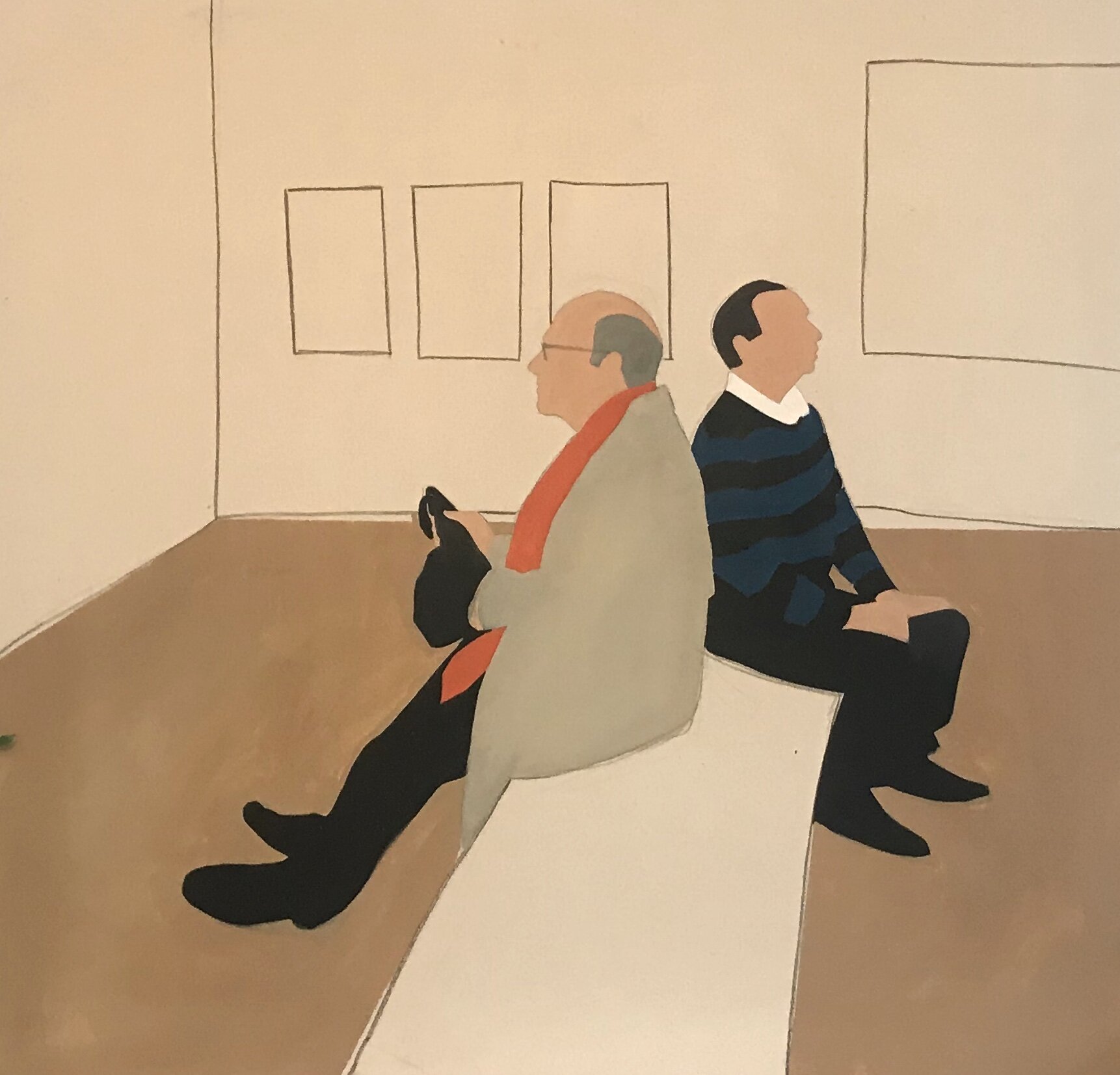  Two Men, Royal Academy  Oil and Charcoal on Canvas  120 x 110 cm   
