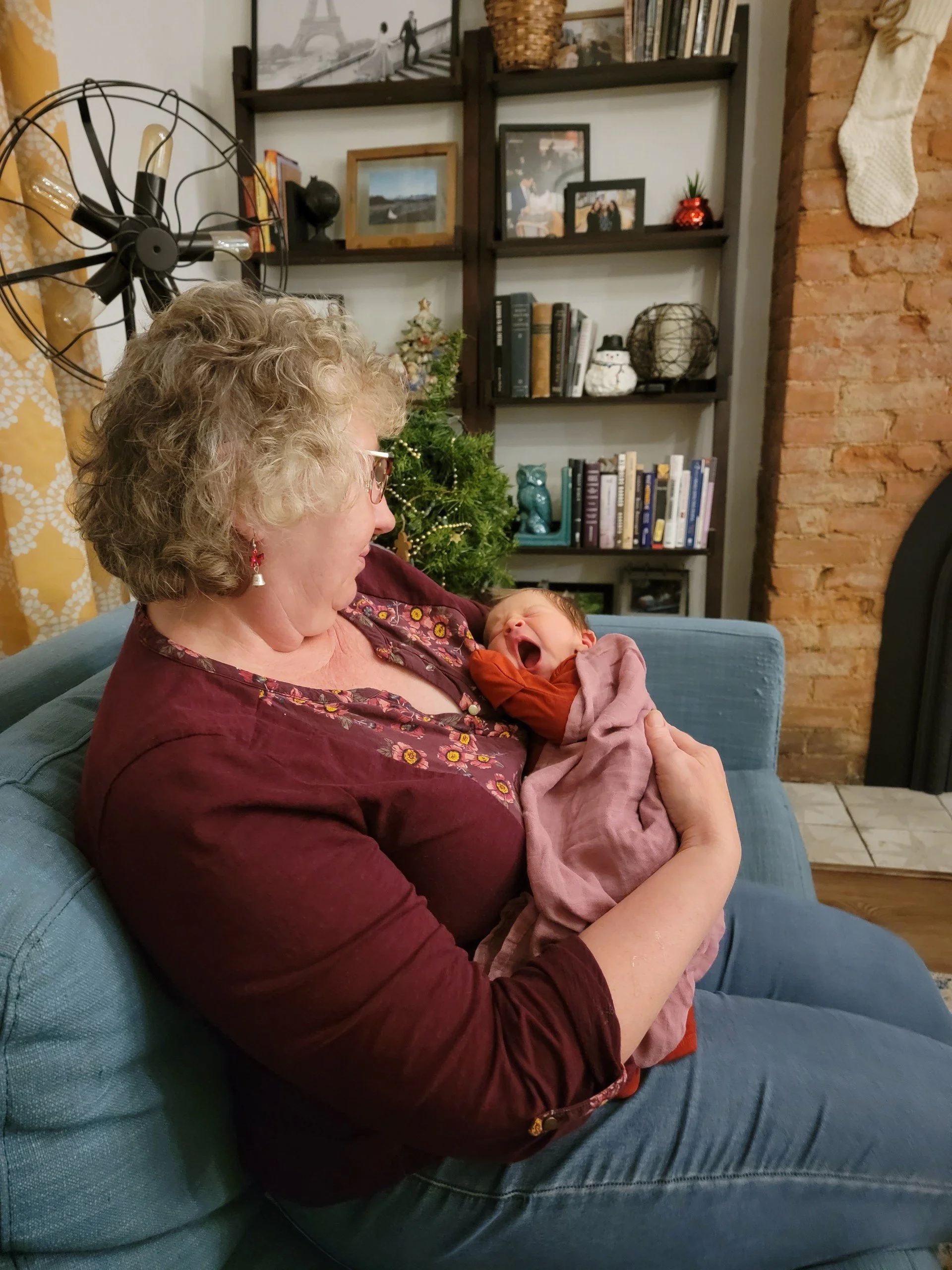 Deb meeting Nova Rose on Christmas Eve. She is the perfect gift.