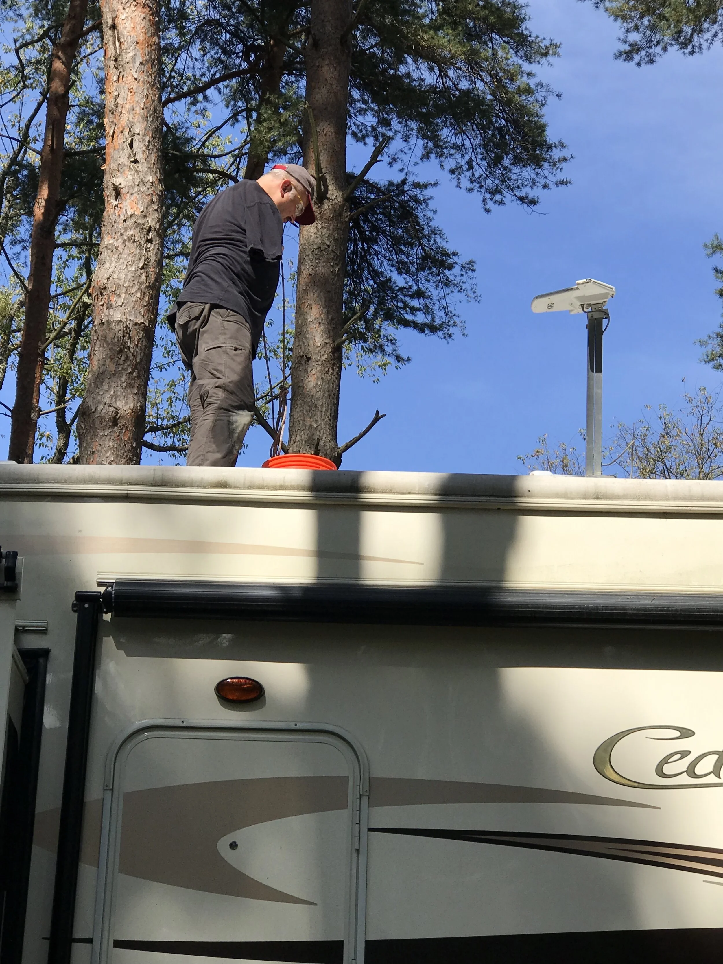 Tim working hard on the roof