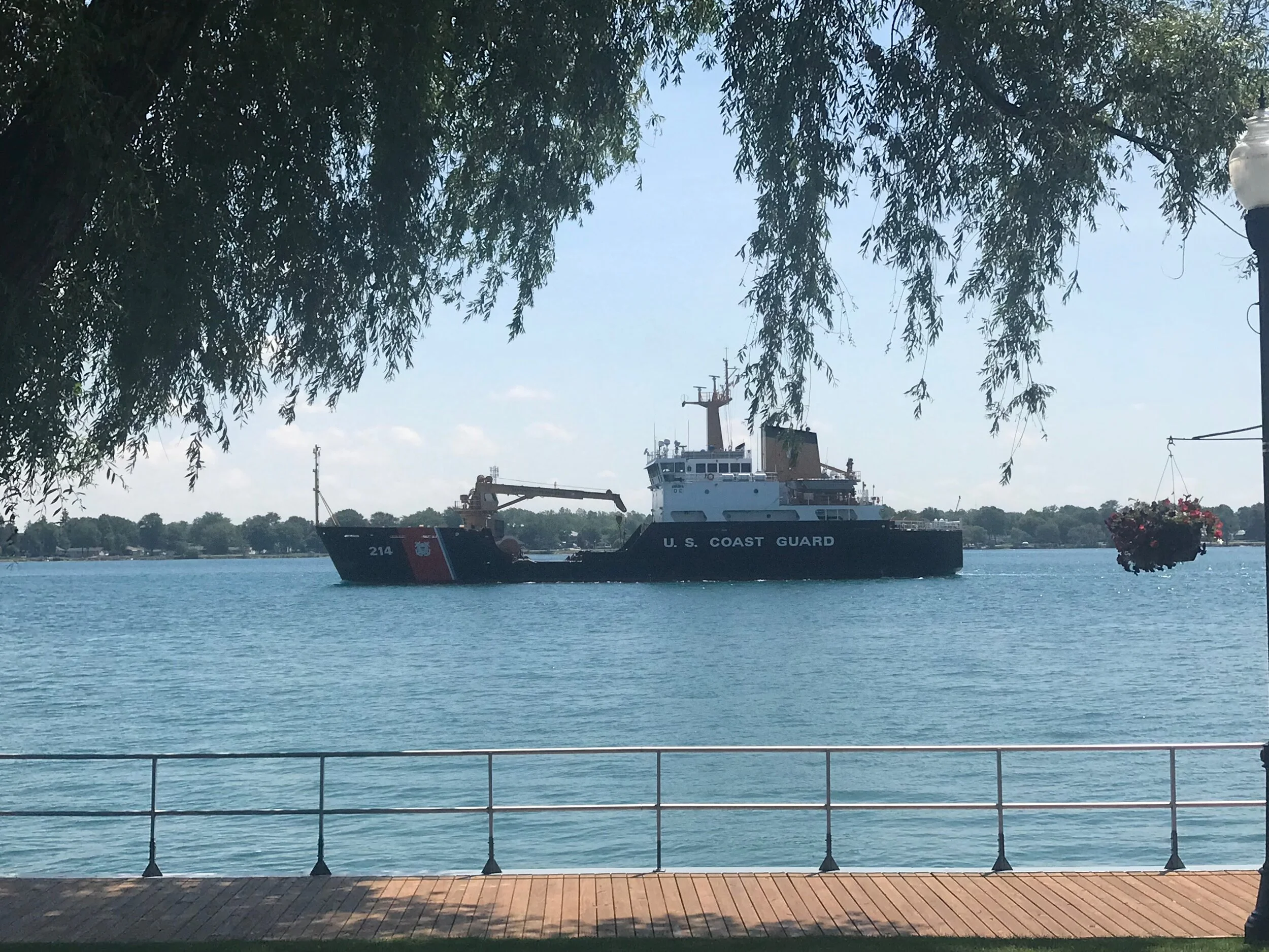 Watched the Coastguard going down the river while enjoying a coffee from Tap Cafe in St. Clair