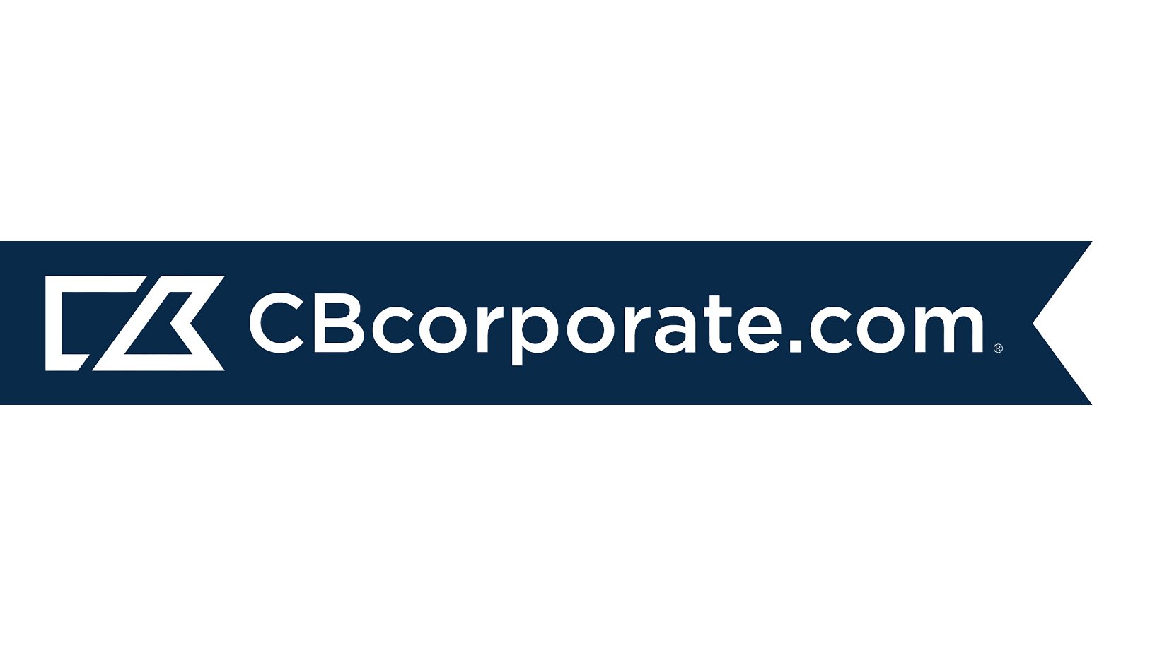 Blue banner with white logo and text reading 'cbcorporate.com'