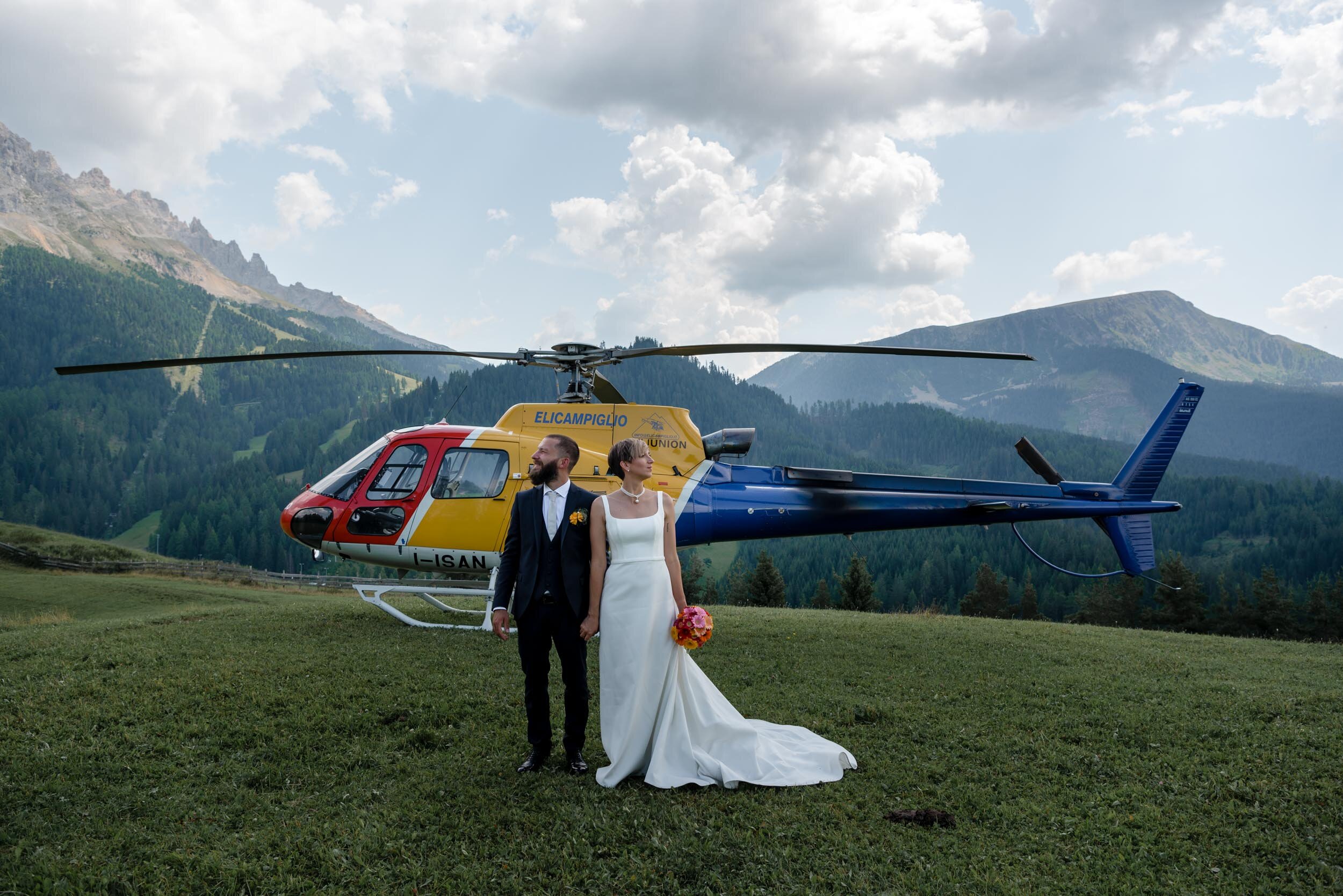 Weddong day helicopter elicottero matrimonio bolzano
