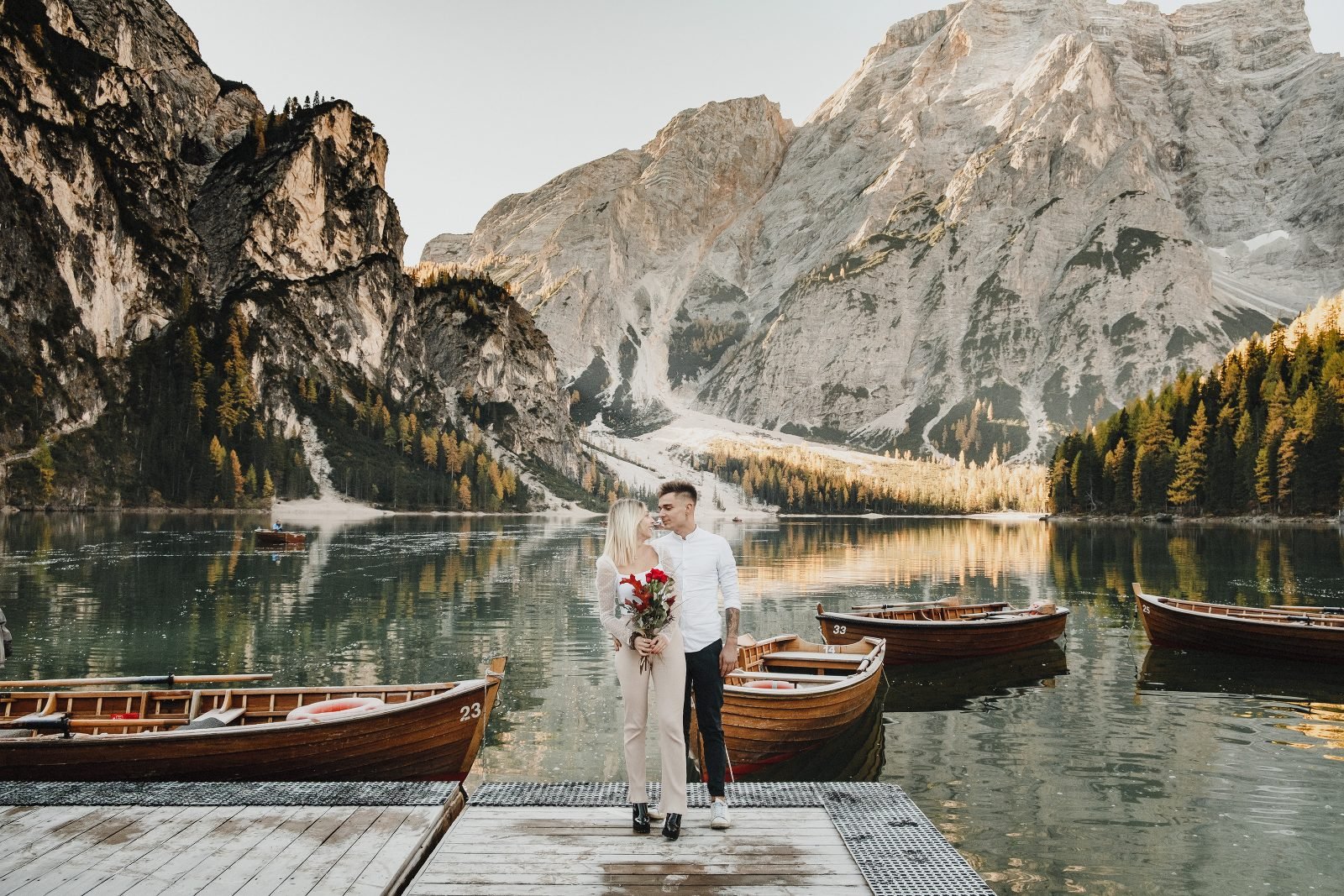 Destination elopement braies lake italy photography dolomites