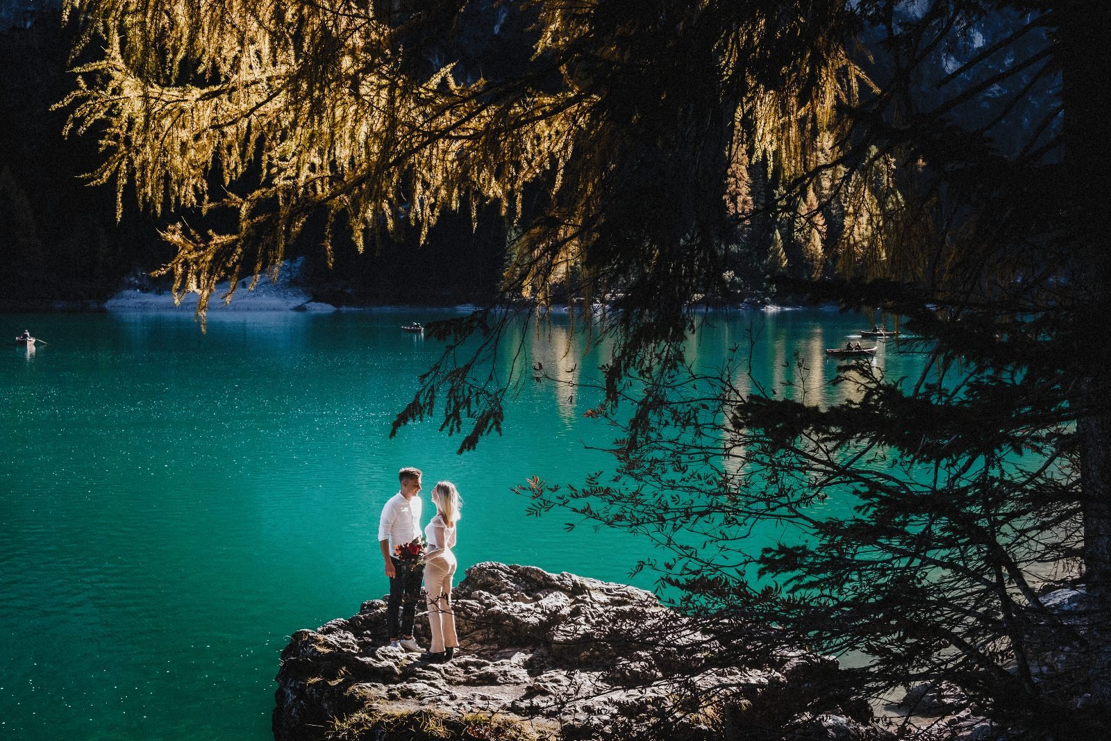 Destination elopement braies lake italy photography dolomites