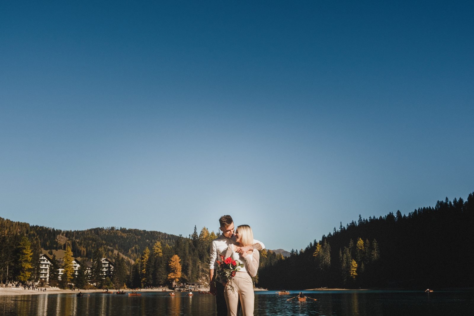 Destination elopement braies lake italy photography dolomites