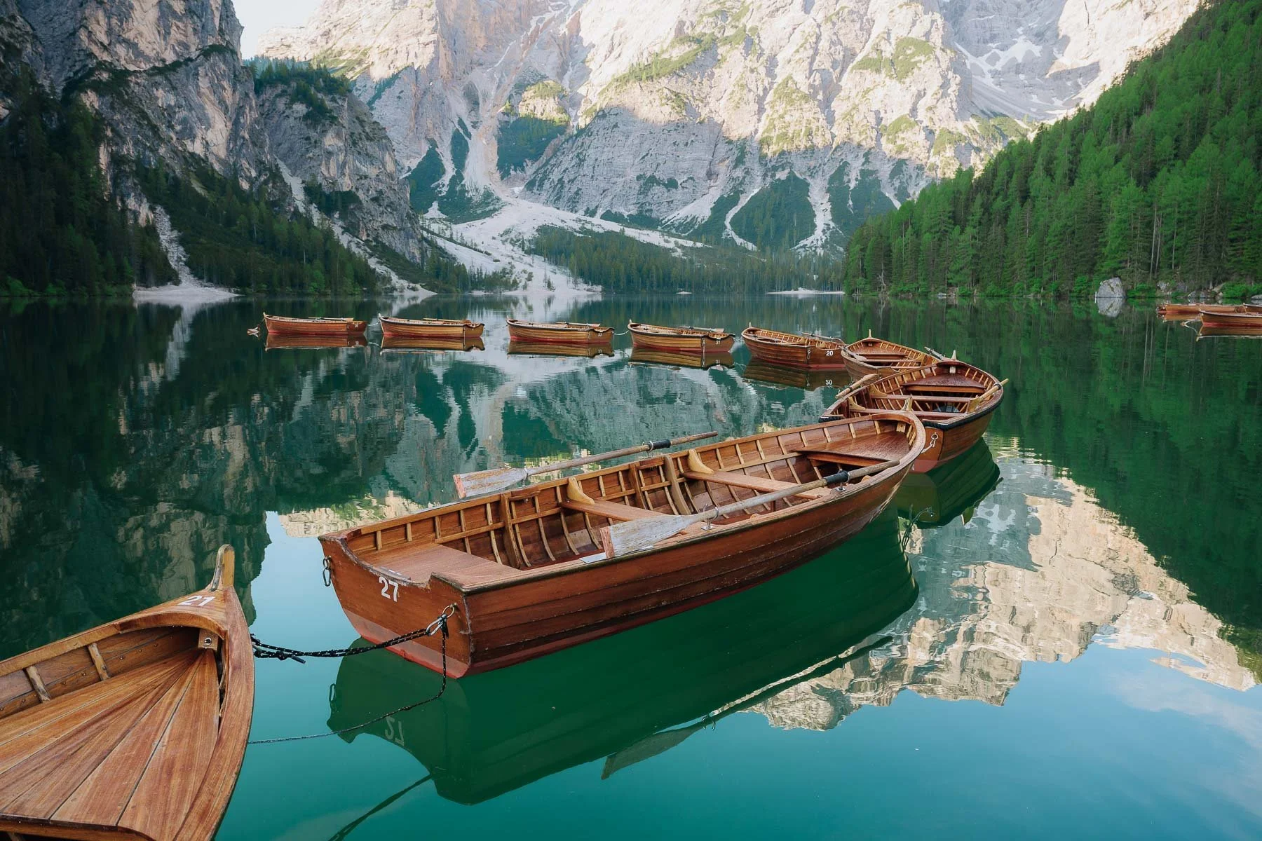 Braies Lake photography at dawn