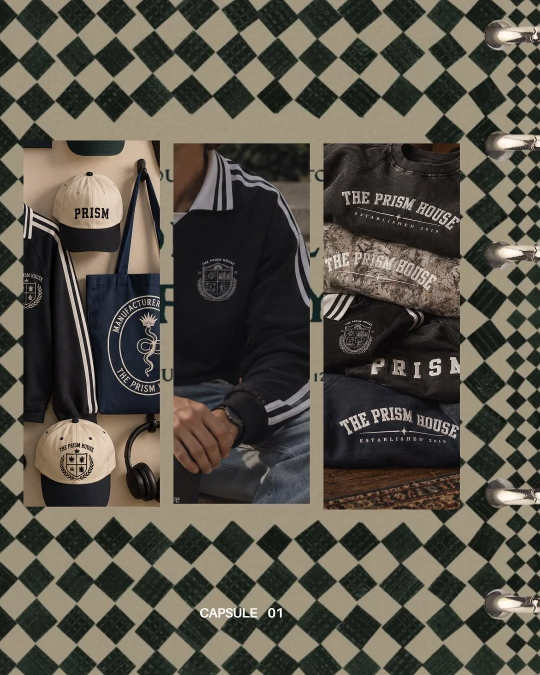 PRISM UNIVERSITY CAPSULE 01: no class attendance, no syllabus, no GPAs. Just a free gym membership, a really pretty library, a meal plan, and living with your best friends. The merch is your acceptance letter. Limited edition crisp fall designs&mdash