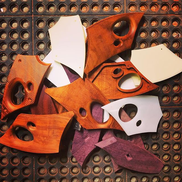I&rsquo;m inspired by @eastvanlight to pay respect to our failed parts.  Great wood, aluminum and acrylic lost to human error.  I like to believe each sacrifice helped move the design to completion. #padauk #purpleheartwood #etsy #industrialdesign #l