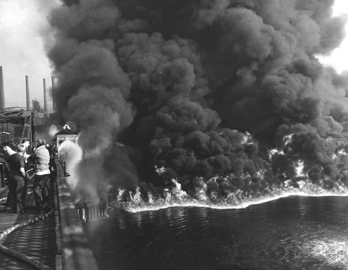 Not the 1969 fire, but a larger Cuyahoga River fire from the 1950s.