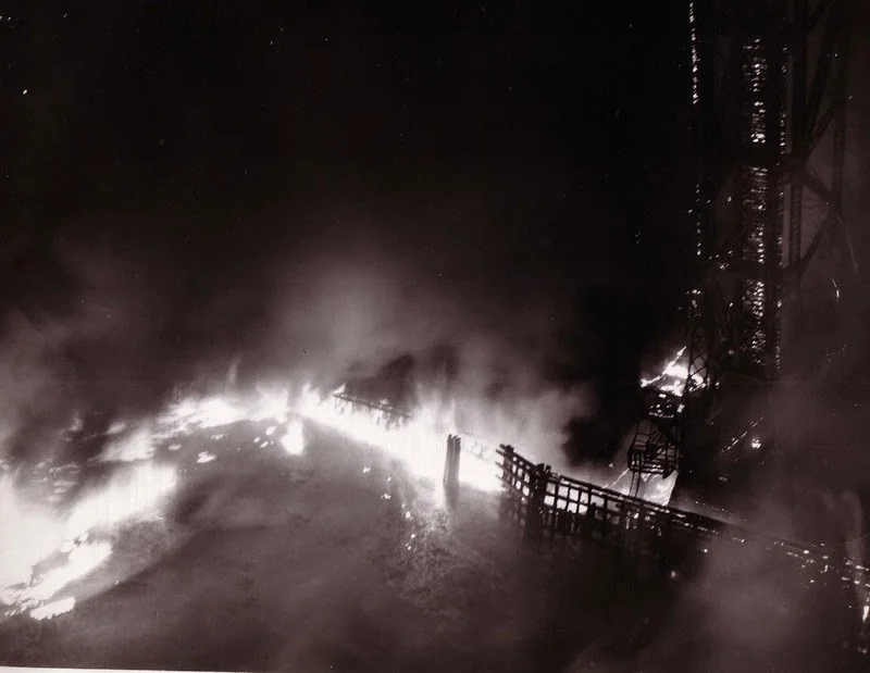 Cuyahoga River fire, 1948. Courtesy CSU Library, Division of Special Collections.