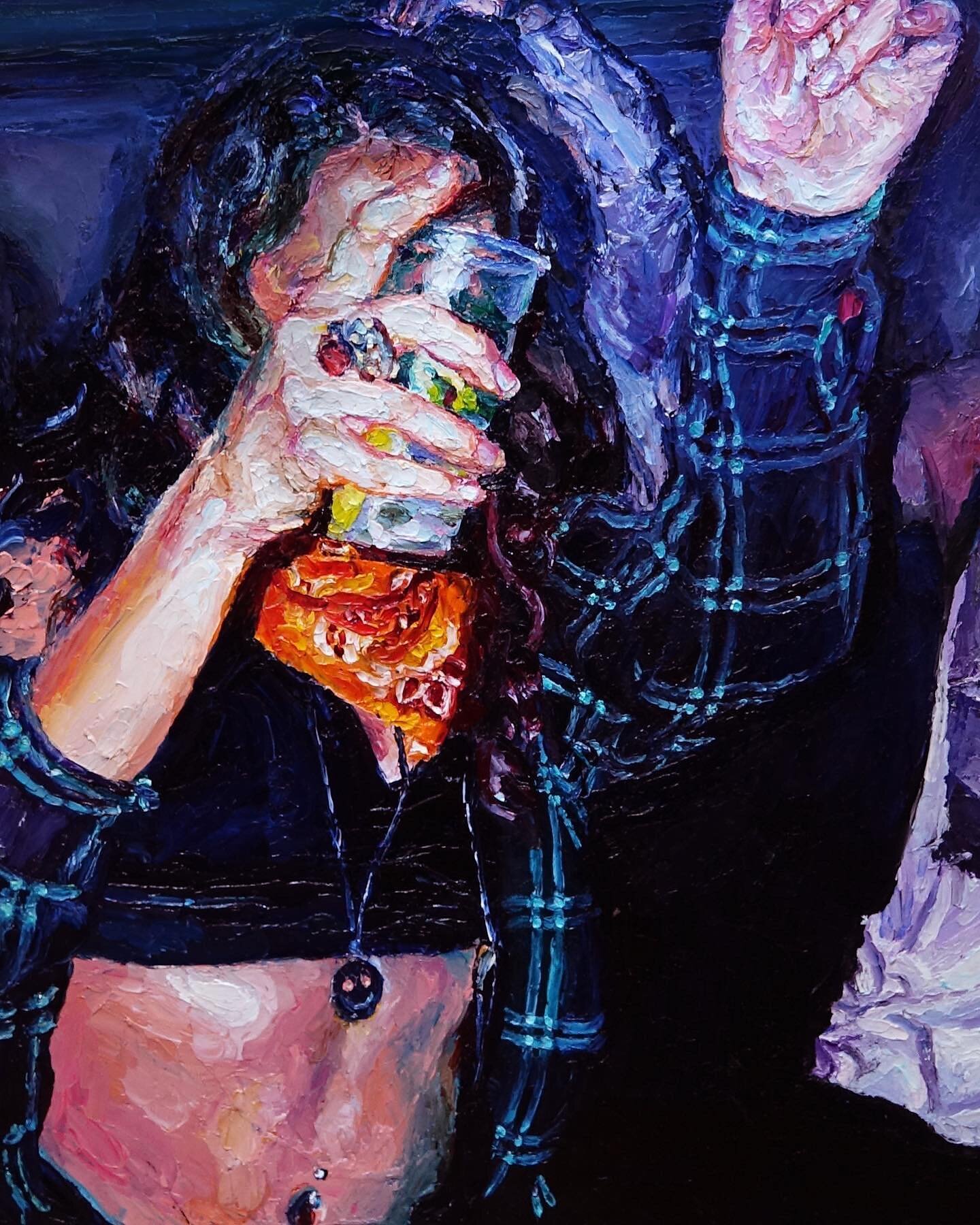 Ari close-up + video of the texture | I stopped using paint thinner and the thickness of this piece reminded me why I chose to paint with knives in the first place (I didn&rsquo;t like how much a brush absorbed paint) 🤍