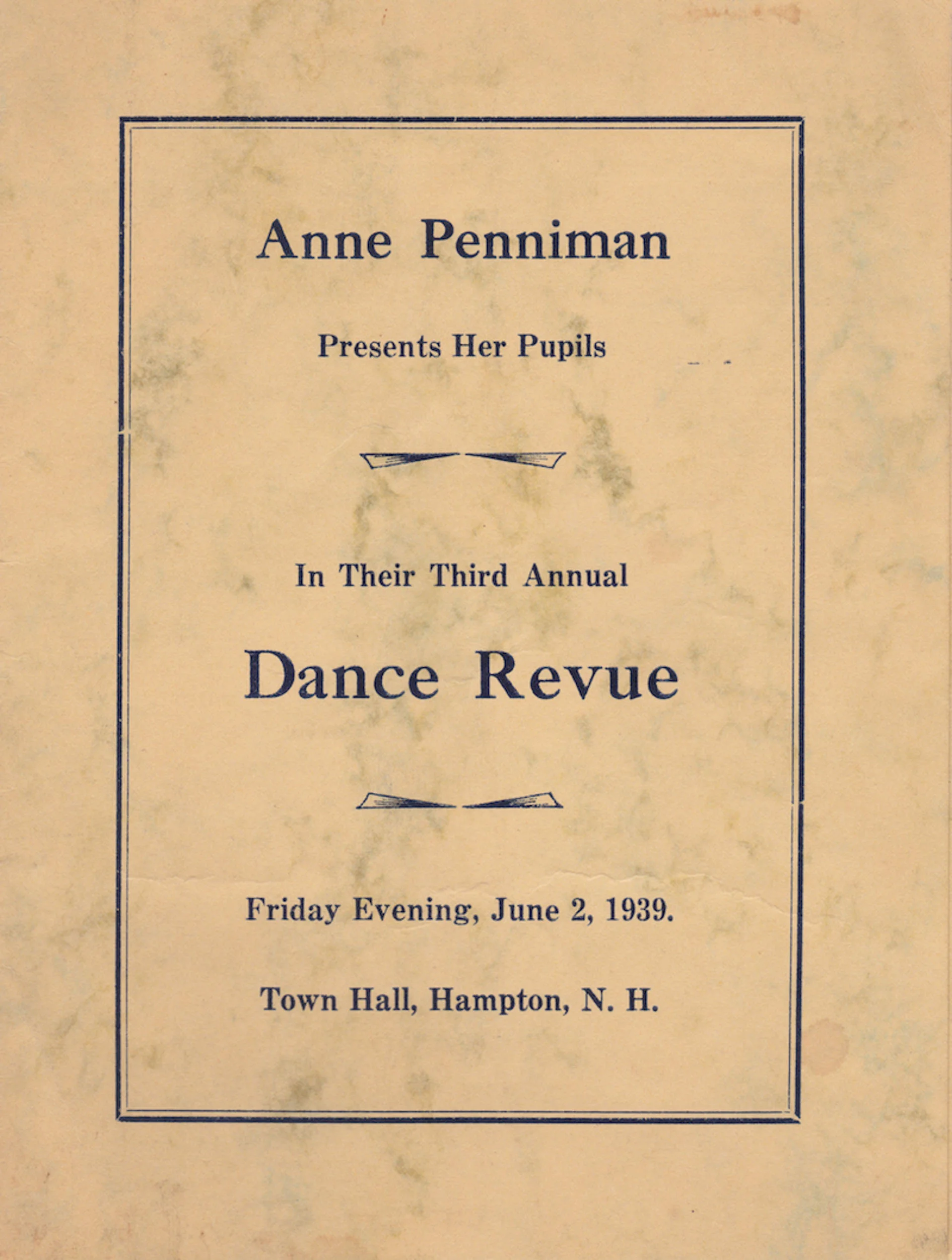 Dance Revue Program - June 2, 1939