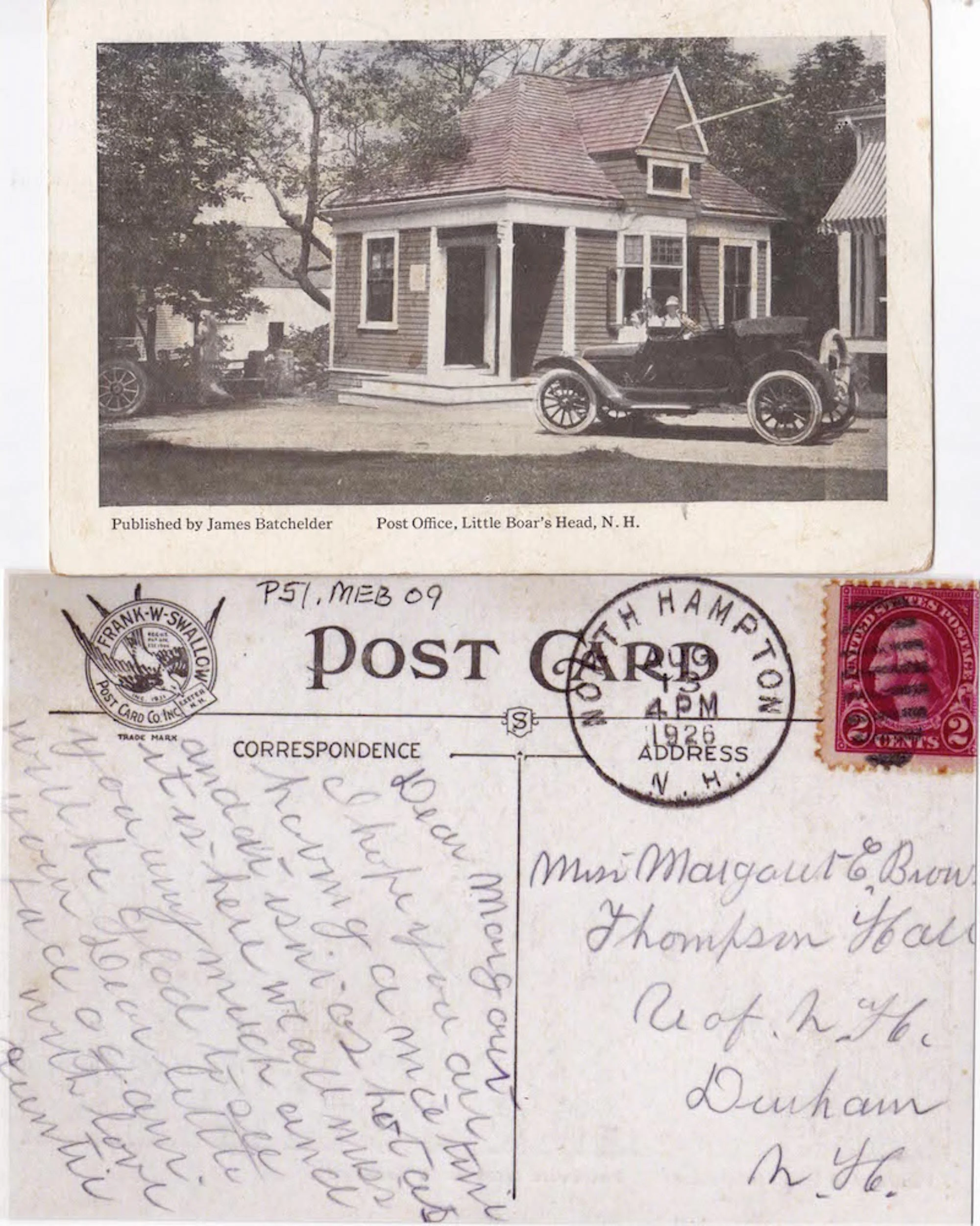 Old postcard - Little Boar’s Head Post Office - 1926