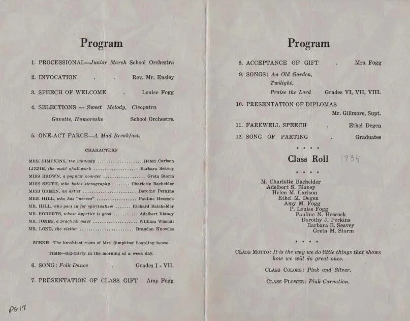  Graduation Program of the North Hampton Junior High School - Centennial Hall - June 14, 1934 