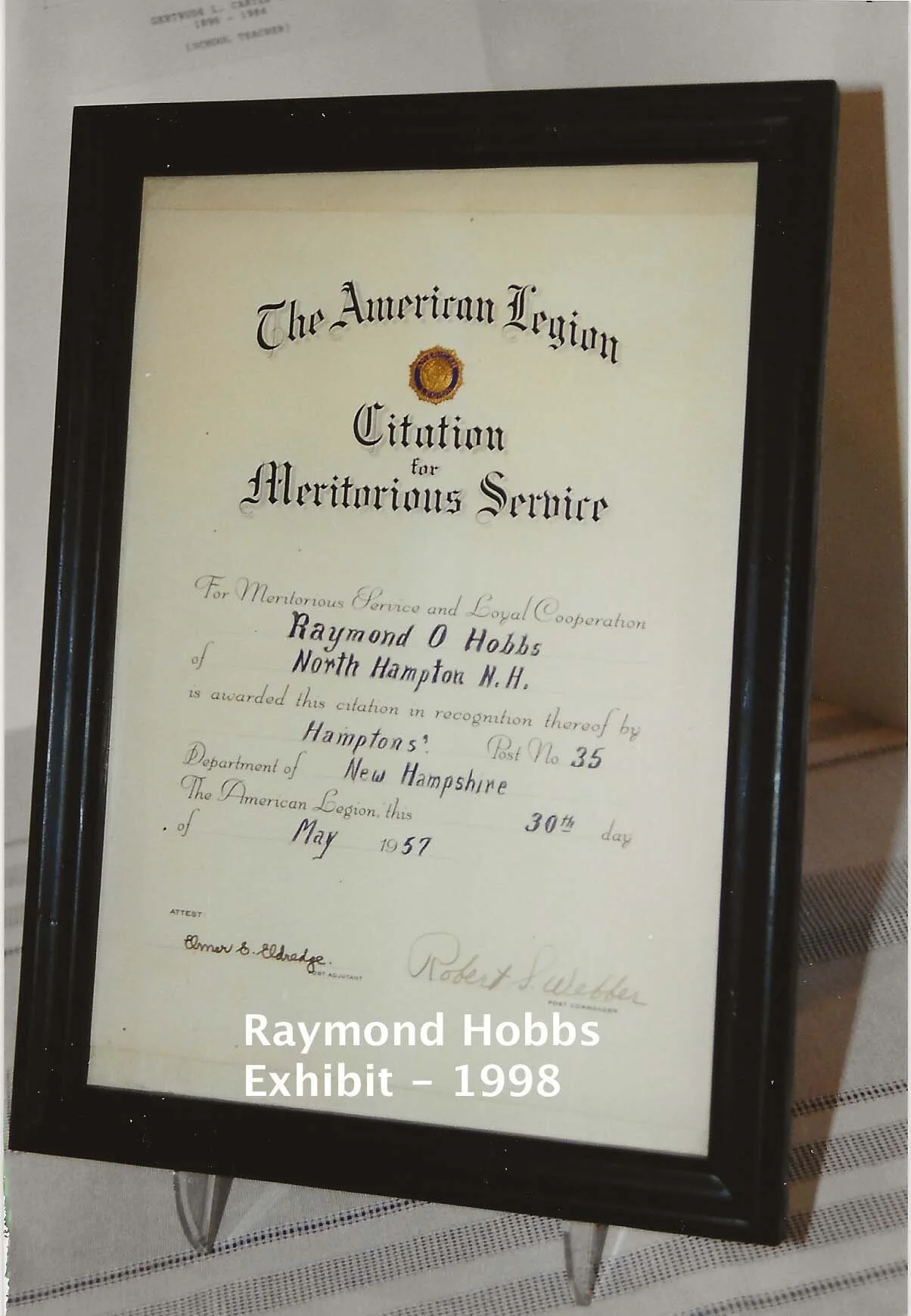 Raymond Hobbs Exhibit - 1998