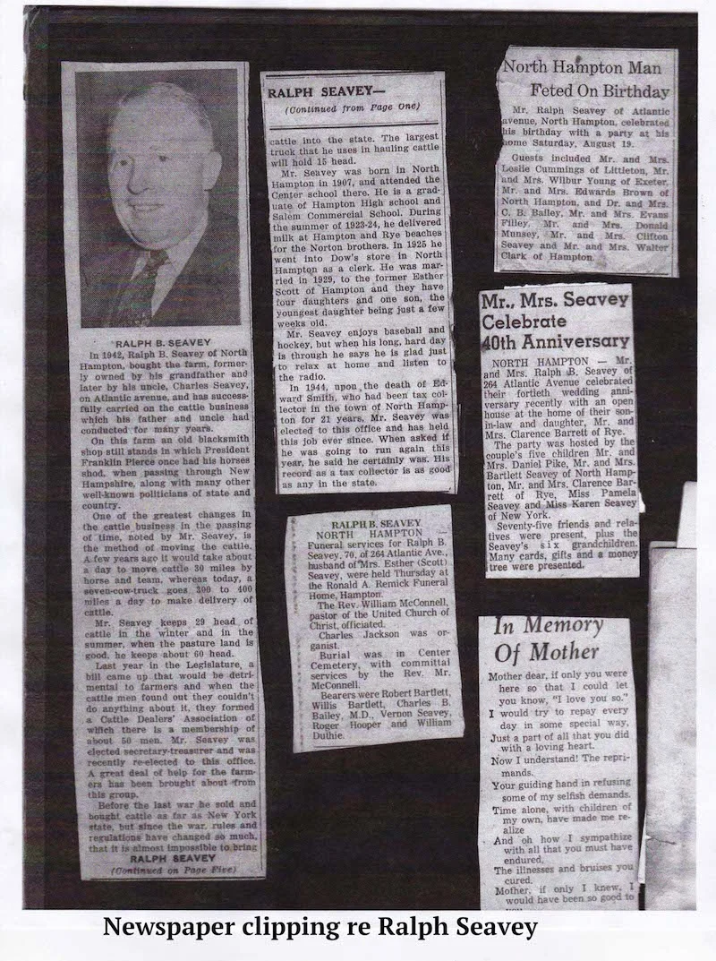 newspaper clipping about Ralph Seavey