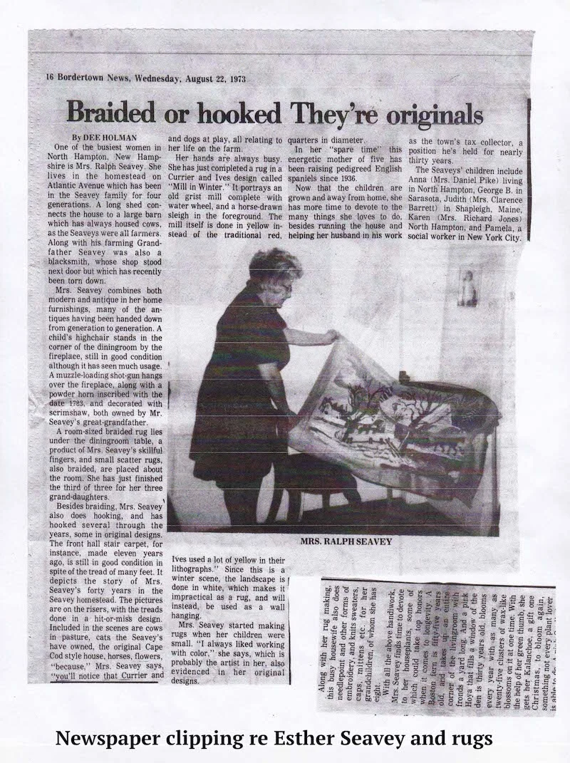 newspaper clipping about Esther Seavey